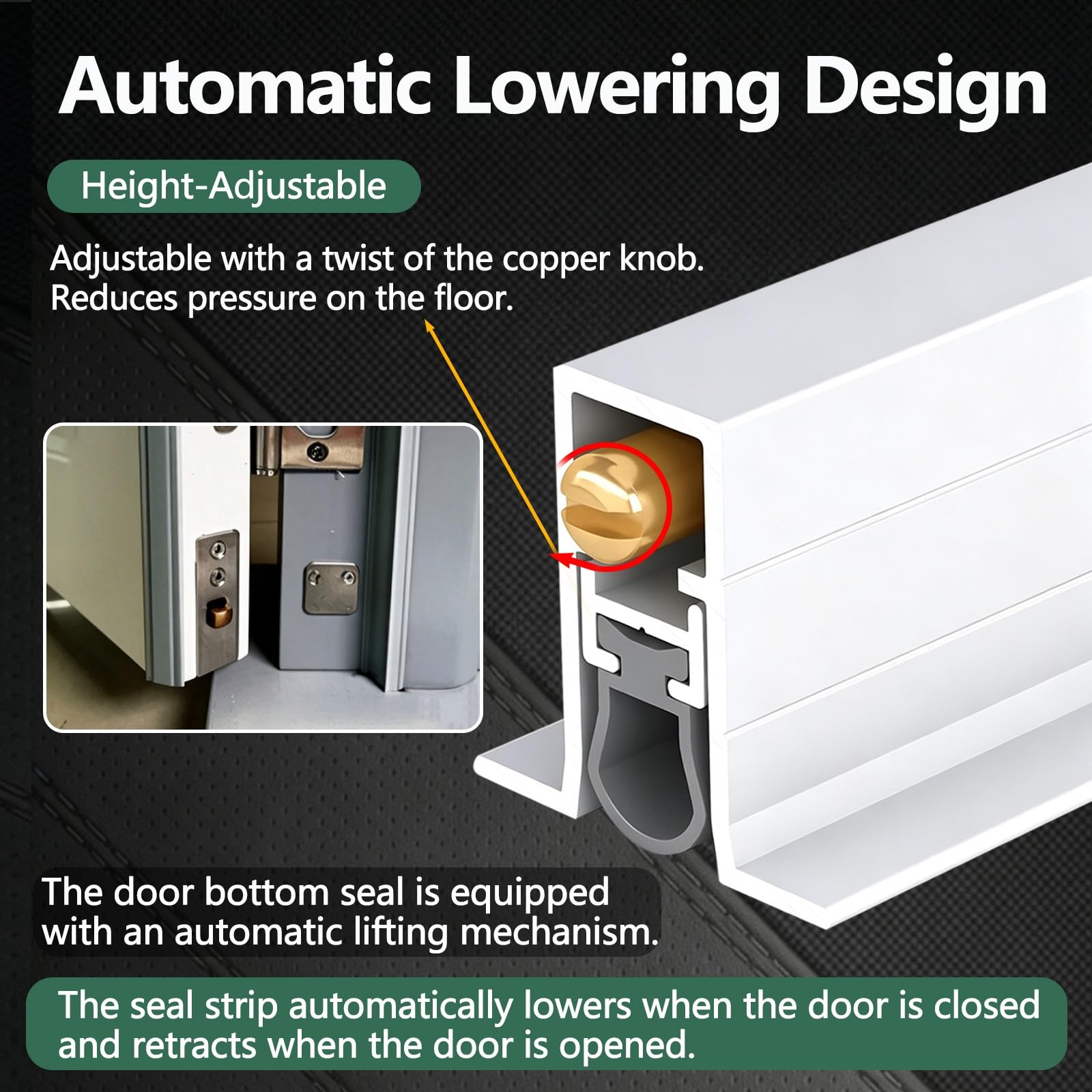 Burlete bajo puerta oculto aluminio elevación automática