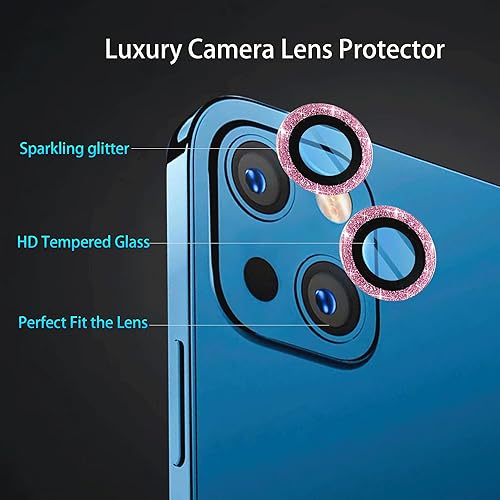 Miniatura 2 de Protector de lente de cámara compatible con iPhone 14 y 14 Plus (6.1 y 6.7 pulgadas), cubierta de cámara Apple brillante con vidrio transparente,