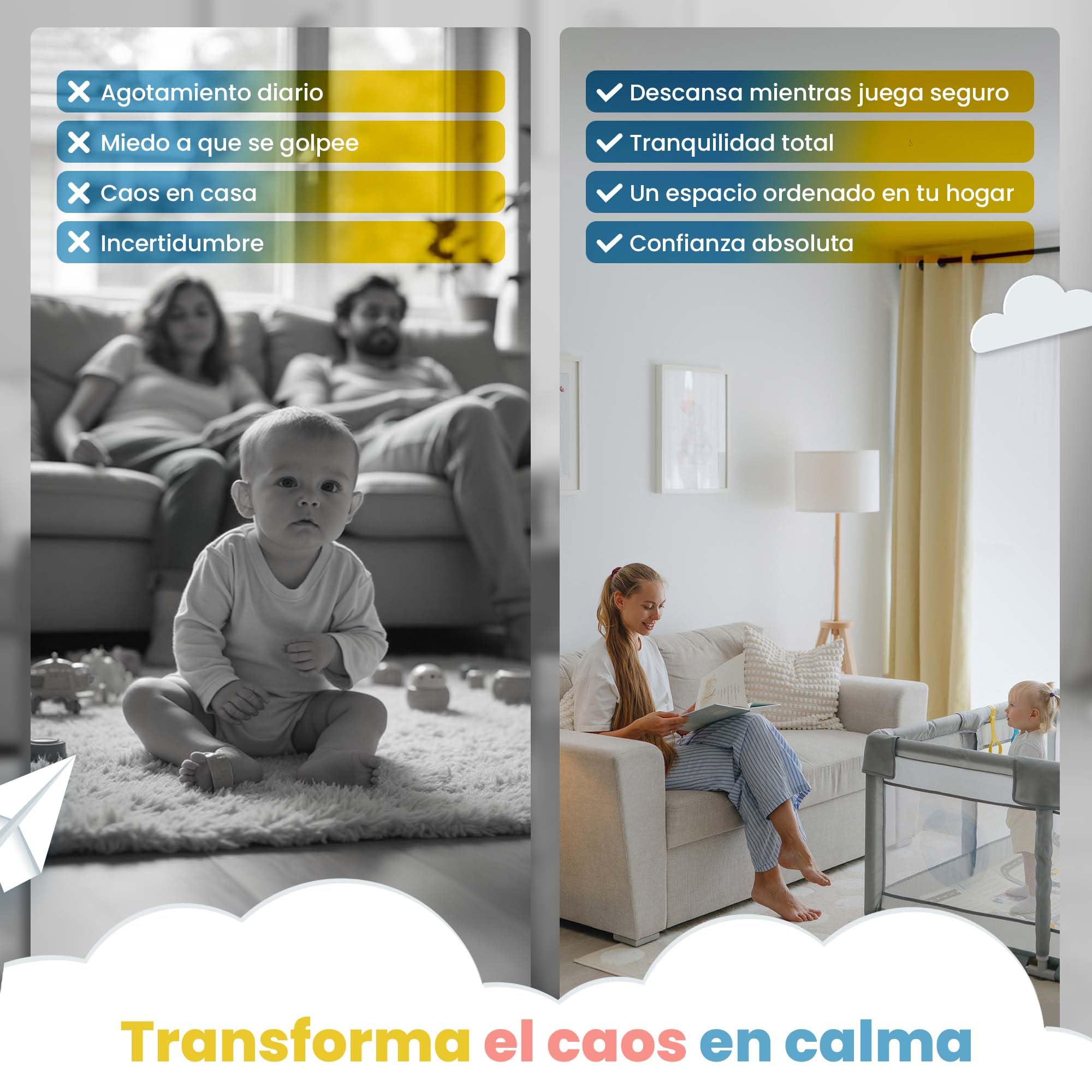 Parque Infantil Bebe 120x120cm - Alfombra Acolchada+ Juguete Mordedor+ Bolas+ 6 Anillas+ Bolsa Transporte - Parque Bebe Vista 360º - Playpen Baby Maxima Seguridad - Fácil De Montar Y Divertido