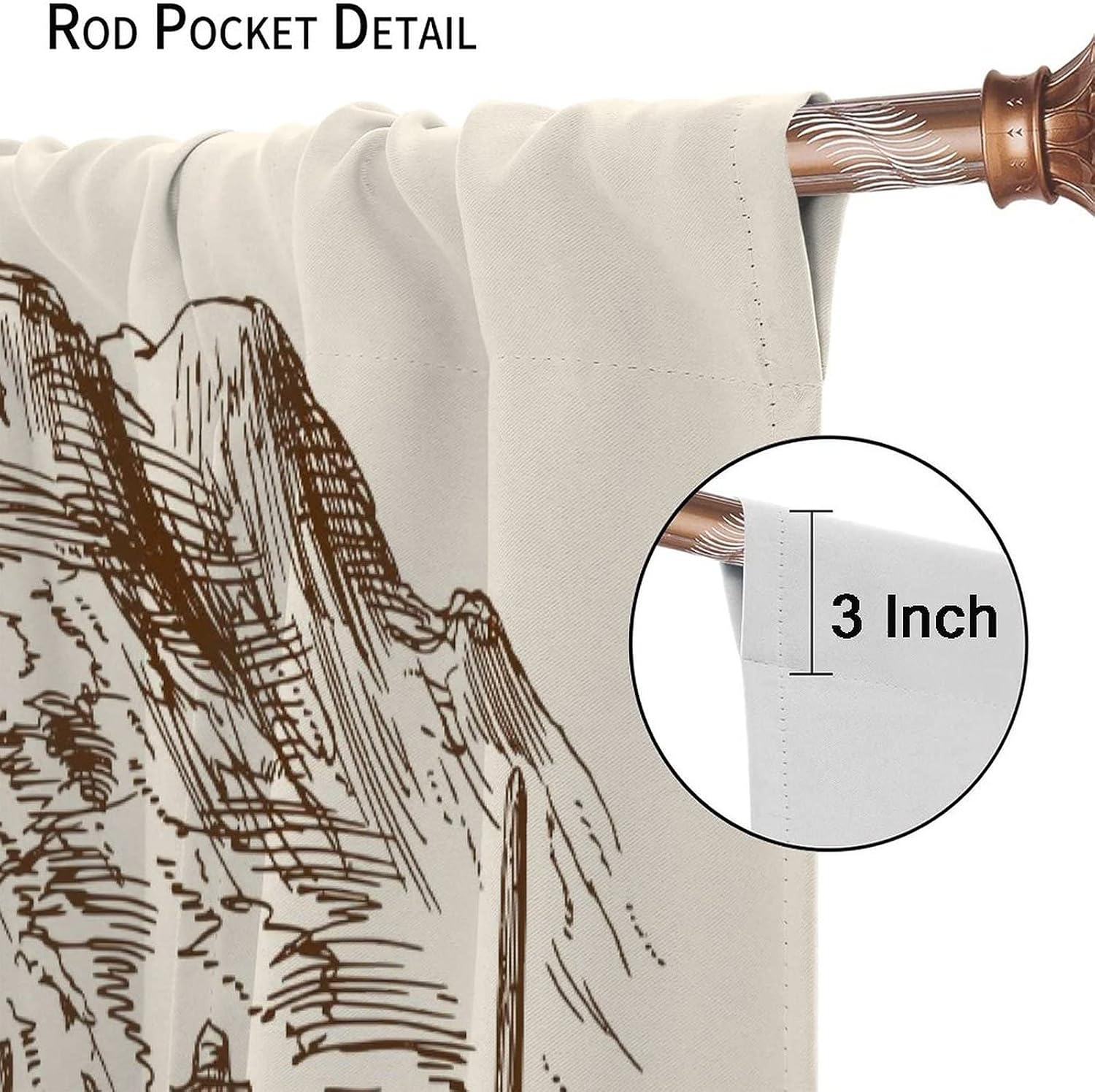 Vintage Western Cowboy Curtains Wild West Desert Cactus Country Rustic Farmhouse Horse Blackout Rod Pocket Drapes for Bedroom Living Room Decor Window Treatments 2 Panels Set 42x45 Inch