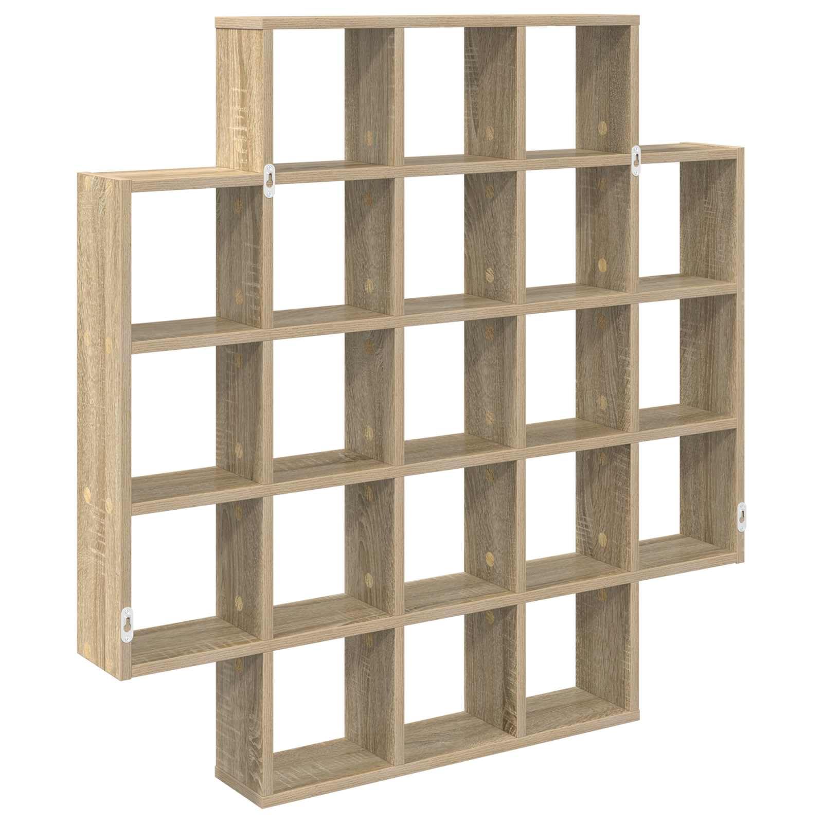 Scaffale da parete in rovere Sonoma, 100 x 13 x 100 cm, con 21 scomparti, per soggiorno, decorazione e libri
