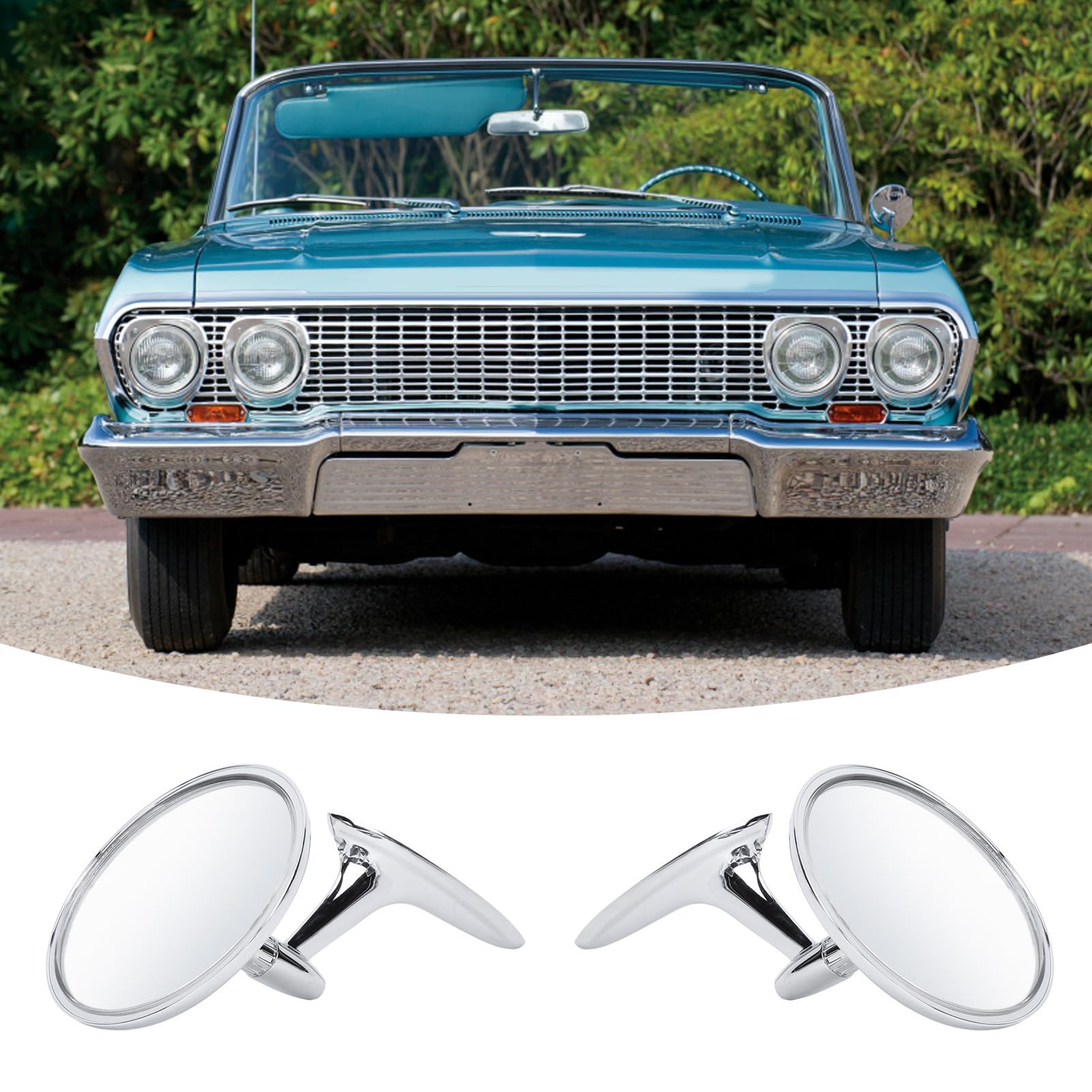 Rétroviseurs Extérieurs Ronds OE 654394765672 pour Impala Biscayne Bel Air, Rétroviseur Rétro pour 1963-1964, Lot de 2 Métalliques pour Collectionneurs de Voitures