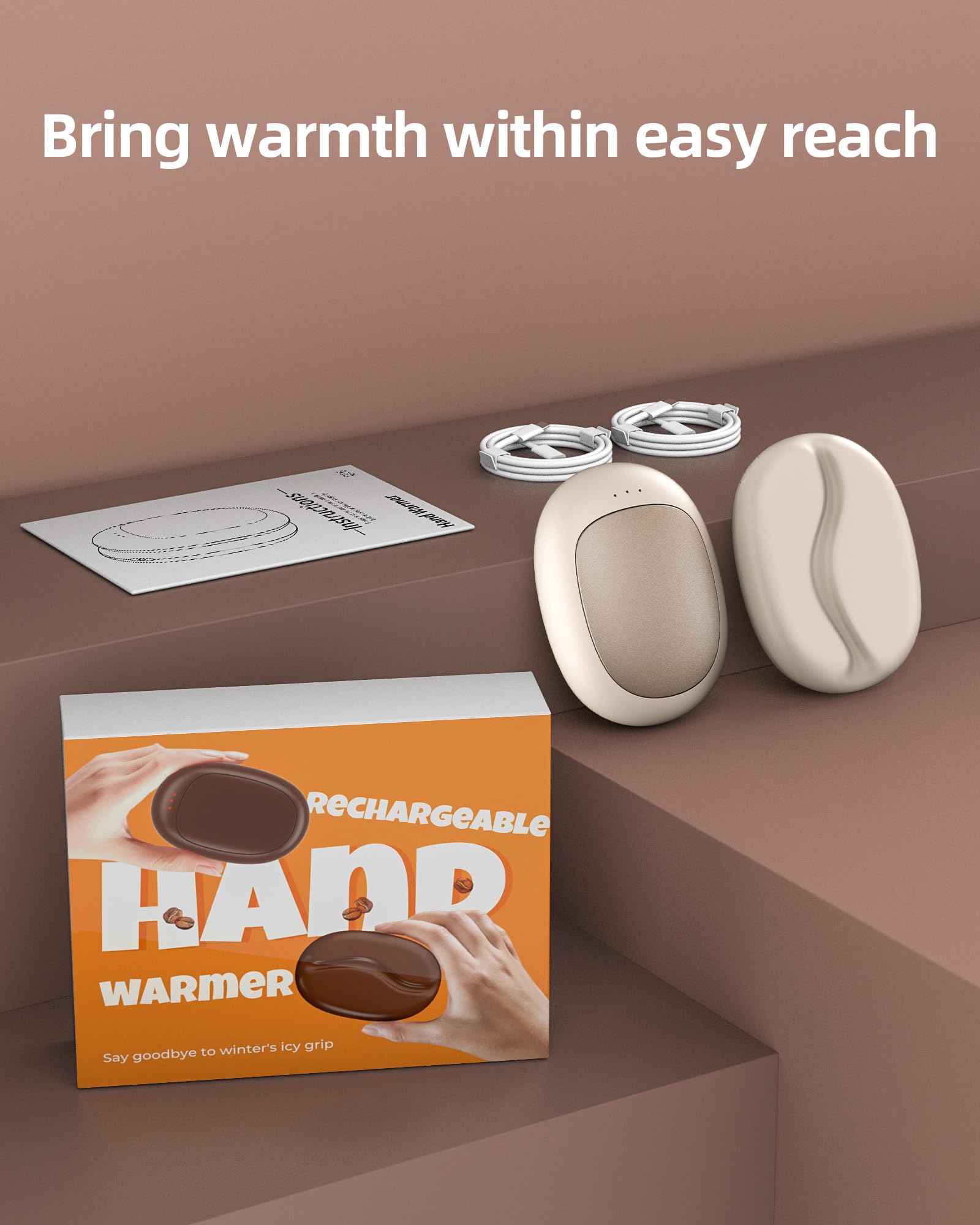 Calentadores de manos recargables, 2 unidades, calentador de manos eléctrico portátil de 5000 mAh, calentador de bolsillo con 3 ajustes de calor, hasta 18 horas de uso, ideal para Raynaud, caza, golf