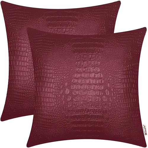 Miniatura 105 de BRAWARM Fundas de almohada de piel sintética de 16 x 16 pulgadas, paquete de 2 fundas de almohada de cuero plateado, almohadas decorativas de piel