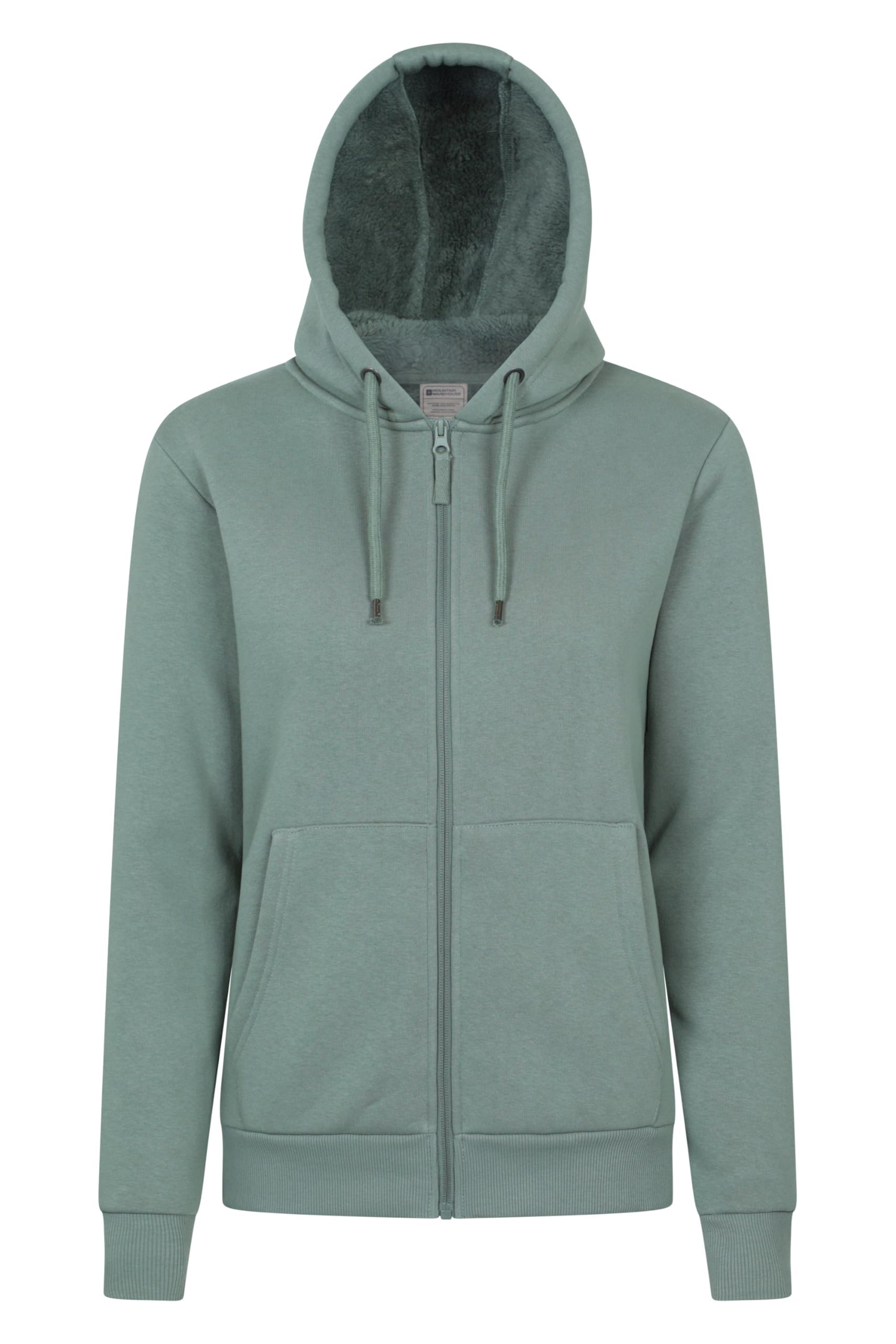 Mountain Warehouse Dalton Womens Sherpa Lined Hoodie - Warm & Cosy, Full Zip Sweartshirt with Front Pockets & Drawcord - For Spring Summer, Outdoors & Walking Khaki 8