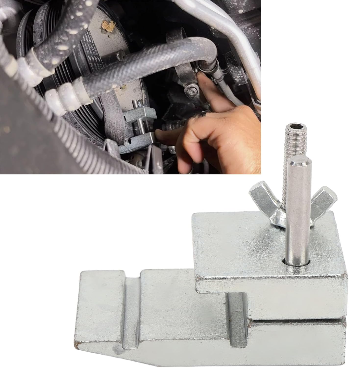 Stretch Belt Installer Tool, Heavy Duty Metal Pulley Tool, Professional Grade Installation Kit for EcoBoost 3.5L 3.7L 5.3L 6.2L Engines 2011 and Newer Vehicles