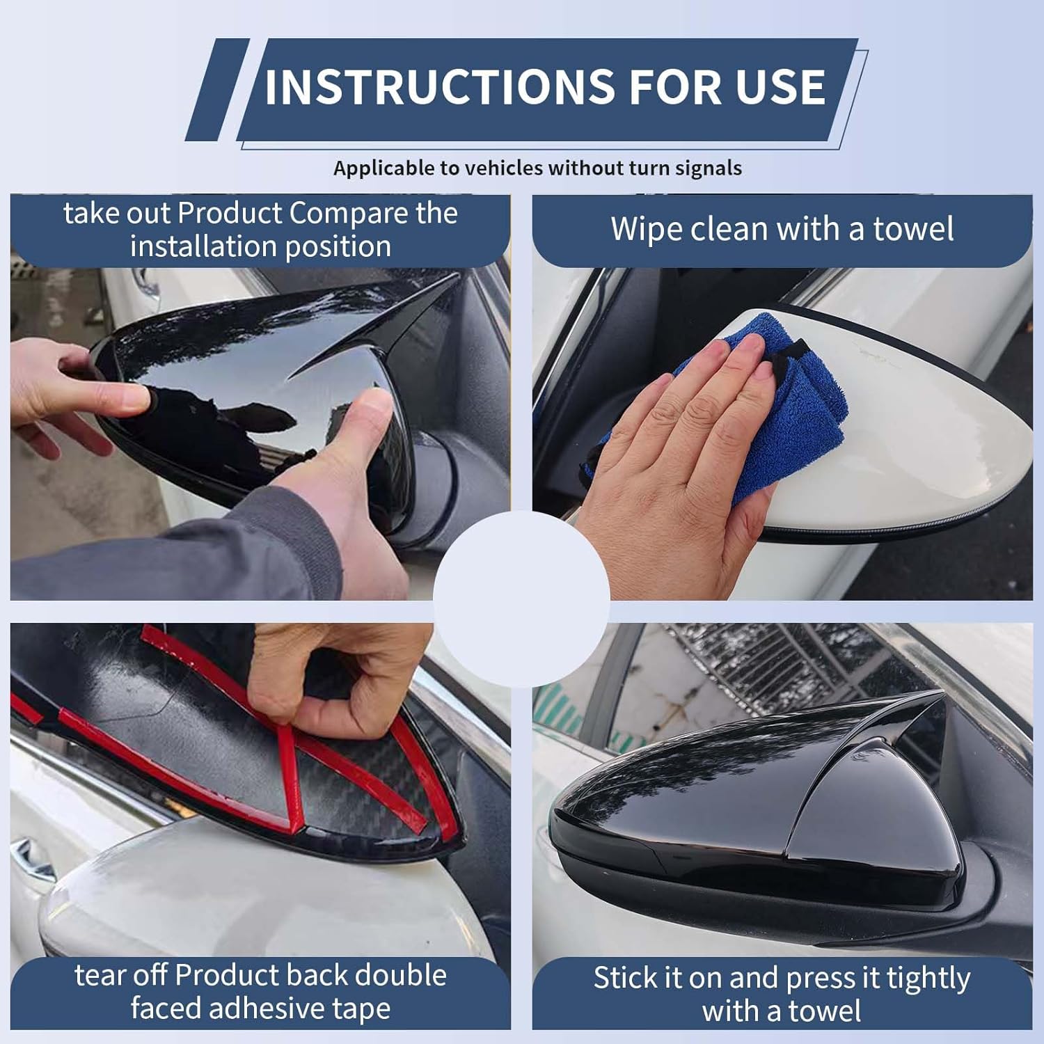 Side Rearview Mirror Cover For Kia Forte 2019-2024 Accessories Aggressive Look Sport Door Side LH & RH Exterior Rearview Mirror Guard Cover Trims Glossy Black（Without Turn Signal)