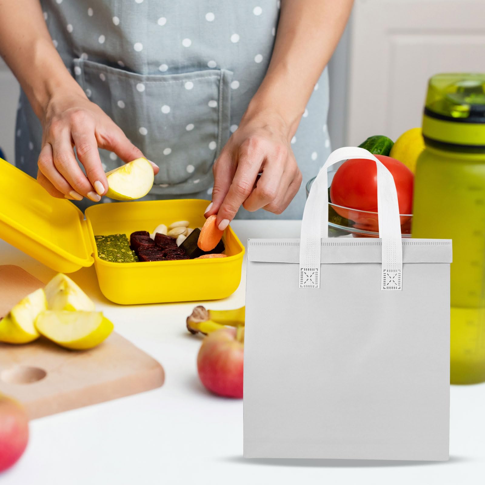 PATIKIL Bolsas aisladas para llevar, 25 bolsas térmicas de aislamiento para comestibles de 11.8 x 7.9 x 12.6 pulgadas para entrega de alimentos congelados fríos y calientes, color blanco