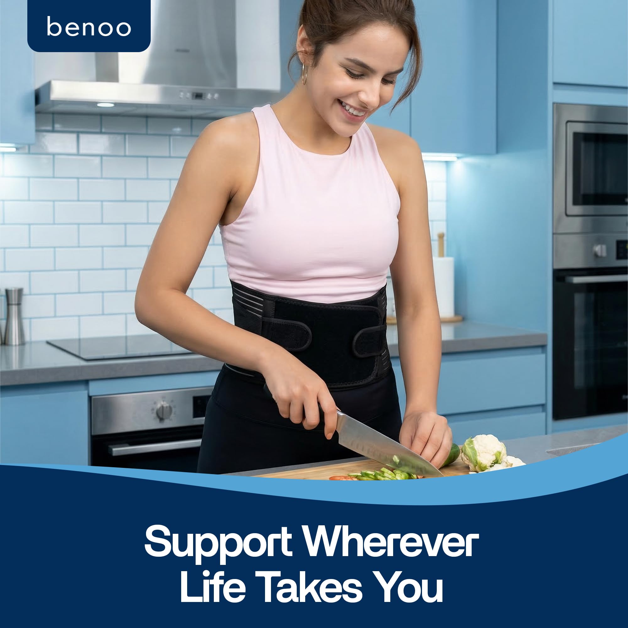 benoo Faja Lumbar – Soporte Ajustable para Dolor de Espalda Baja y Hernia de Disco – Transpirable, Cómodo e Ideal para el Trabajo y Uso Diario (Mediana (89–101 cm))