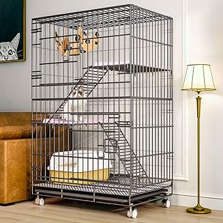 Gaiola para animais pequenos, gaiola para cães, gaiola para coelhos, gaiola para furões, gaiolas para gatos internas grandes com bandeja de areia, gaiola dobrável sem instalação (83 * 60 * 70a) ()