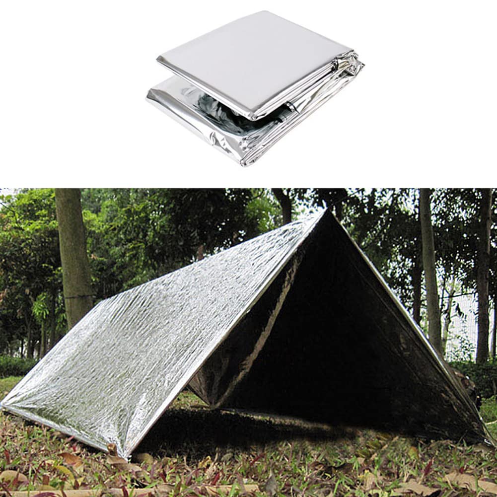 Tienda de la manta de supervivencia de emergencia, calentamiento reflectante resistente al agua para dormir PET Emergencia Tube Tienda para acampar, Senderismo, Maratón, Primeros Auxilios (5pcs)