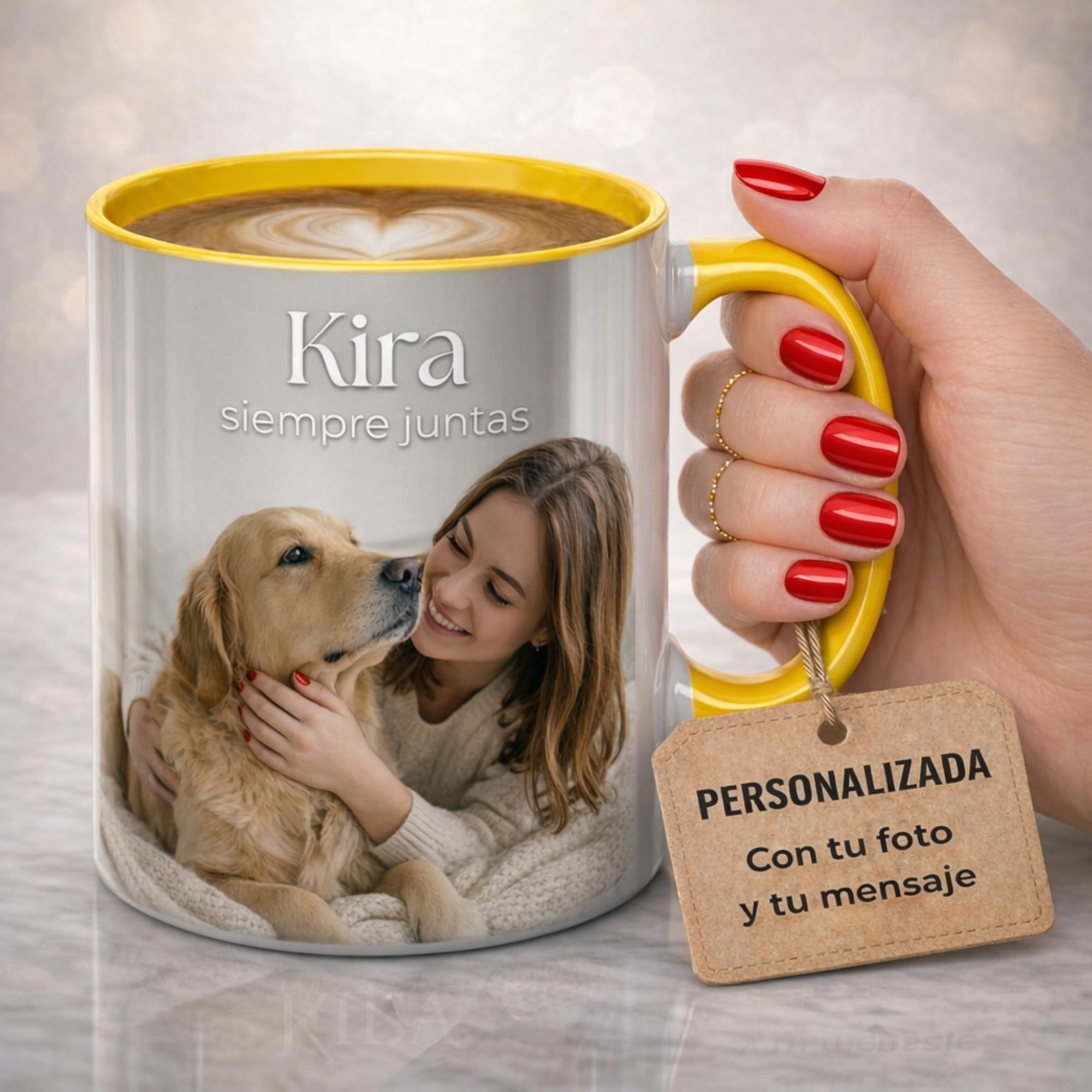 Taza Personalizada Foto Texto Regalo Recuerdo Emocional Original Ceramica 350ml Resistente Microondas Lavavajillas Diseño Unico Amor Familia Amigos Cumpleaños Sorpresa Especial (ROSA) — view 7