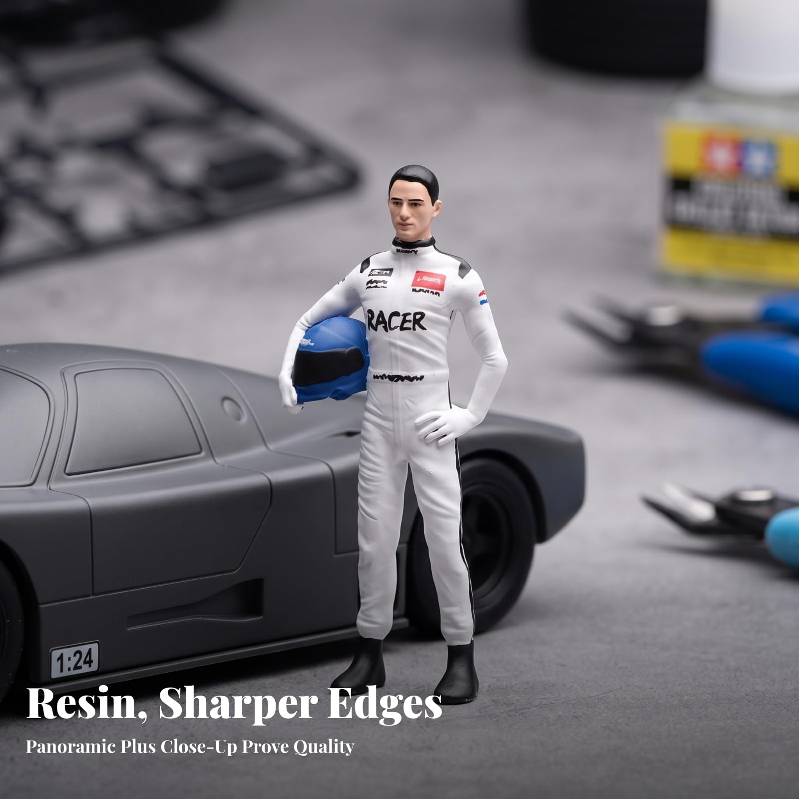 Figura Conductor Carreras Tallado | Compañero Escritorio, Compacto, Figurita, para Dioramas, Maquetas, Vitrinas, Coleccionistas