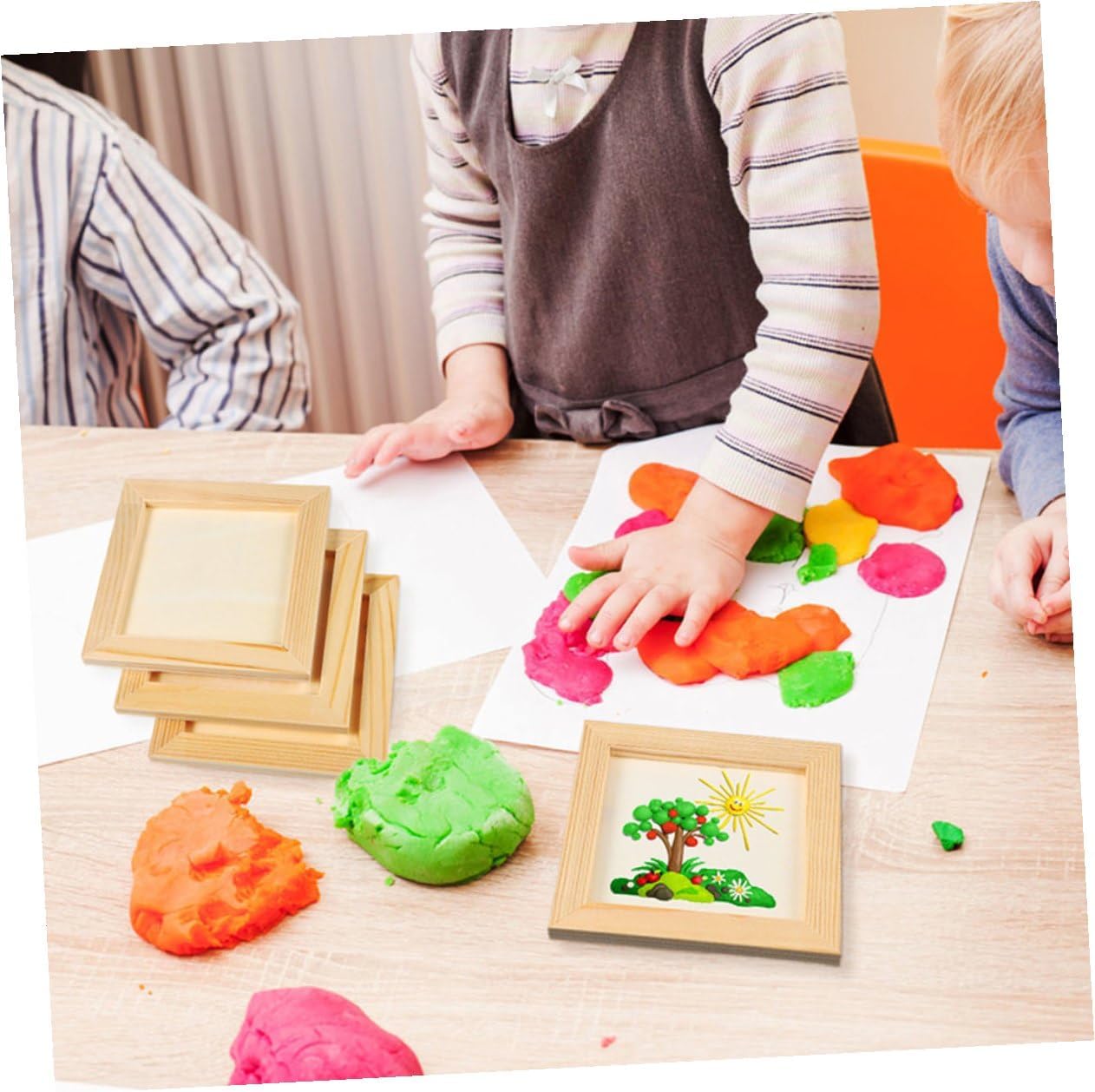 Sosoport 5pcs DIY Wooden Picture Frames 16.5x16.5cm Paintable Craft Photo Frames for ’s Art Projects and Room Decor