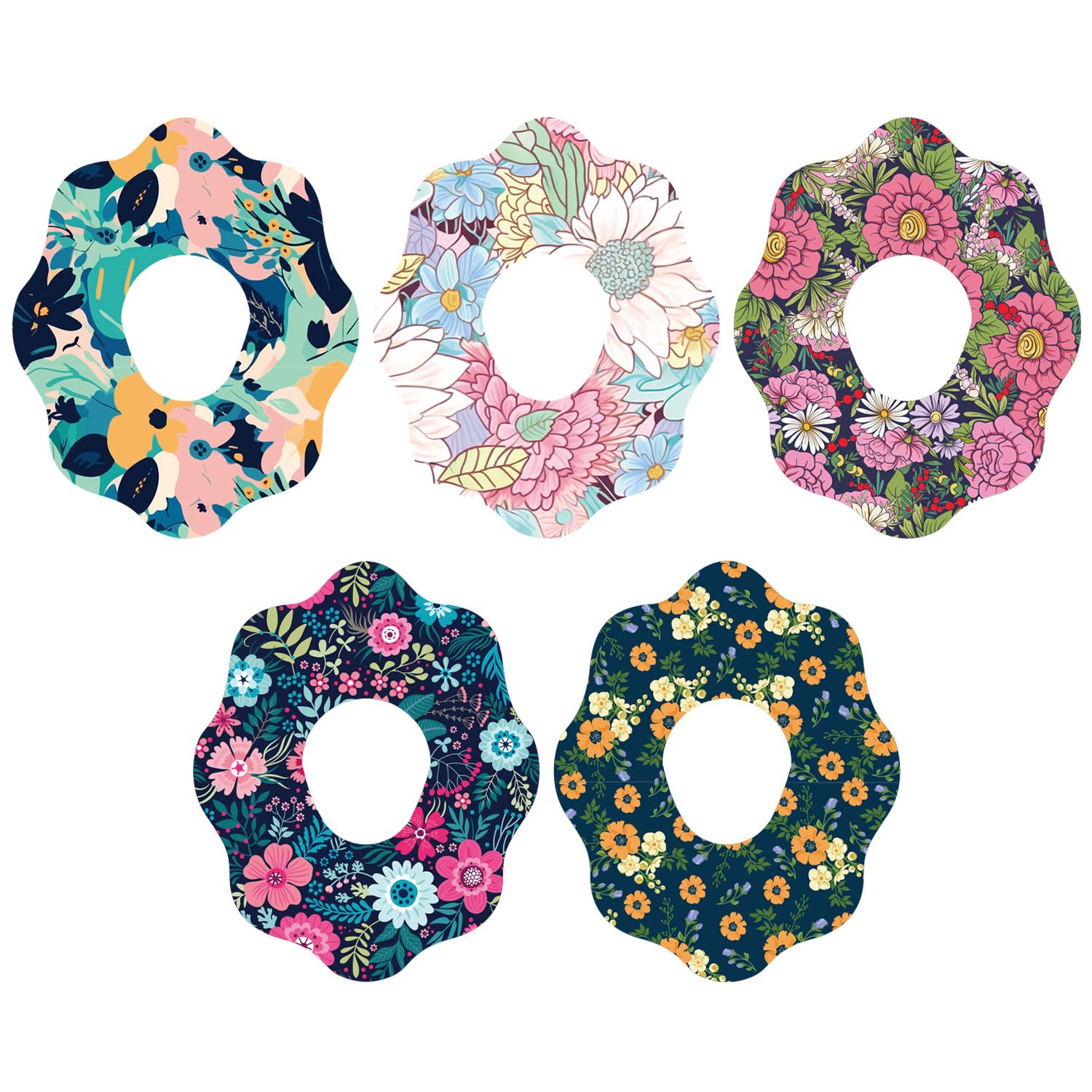 25pcs Adhesive Over Patches for Dexcom G7, Fabric Waterproof Sweatproof Breathable Sensor Covers, Flower Non-Woven CGM Overpatch, Monitor Floral Tape