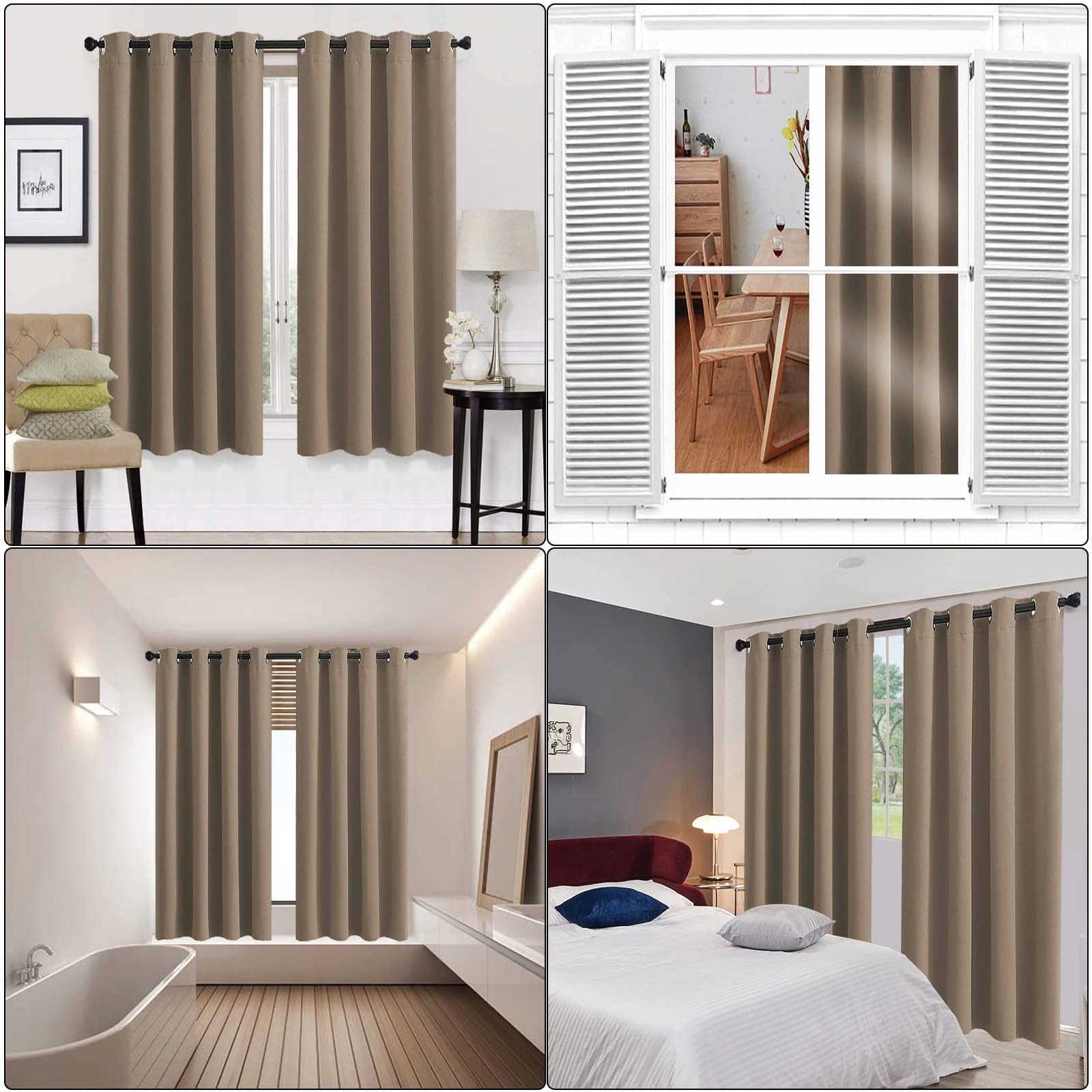 Rideau Porte Occultant 90x120cm Brun Clair, Isolement Thermique Insonorisation