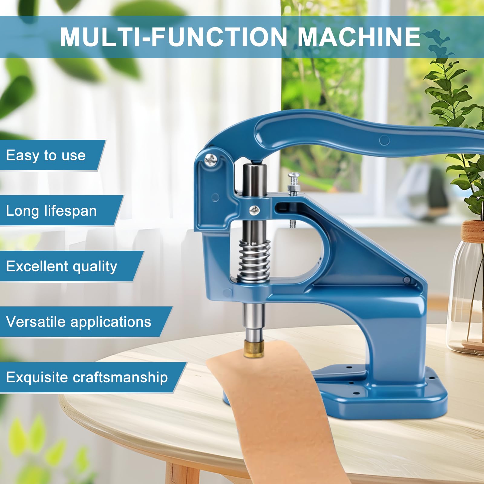 Presse à la main - Kit d'outils de poinçonnage pour cuir, outil de perforation de table à œillets avec marteau, matrices et œillets pour boutons pression, rivets, œillets et perles