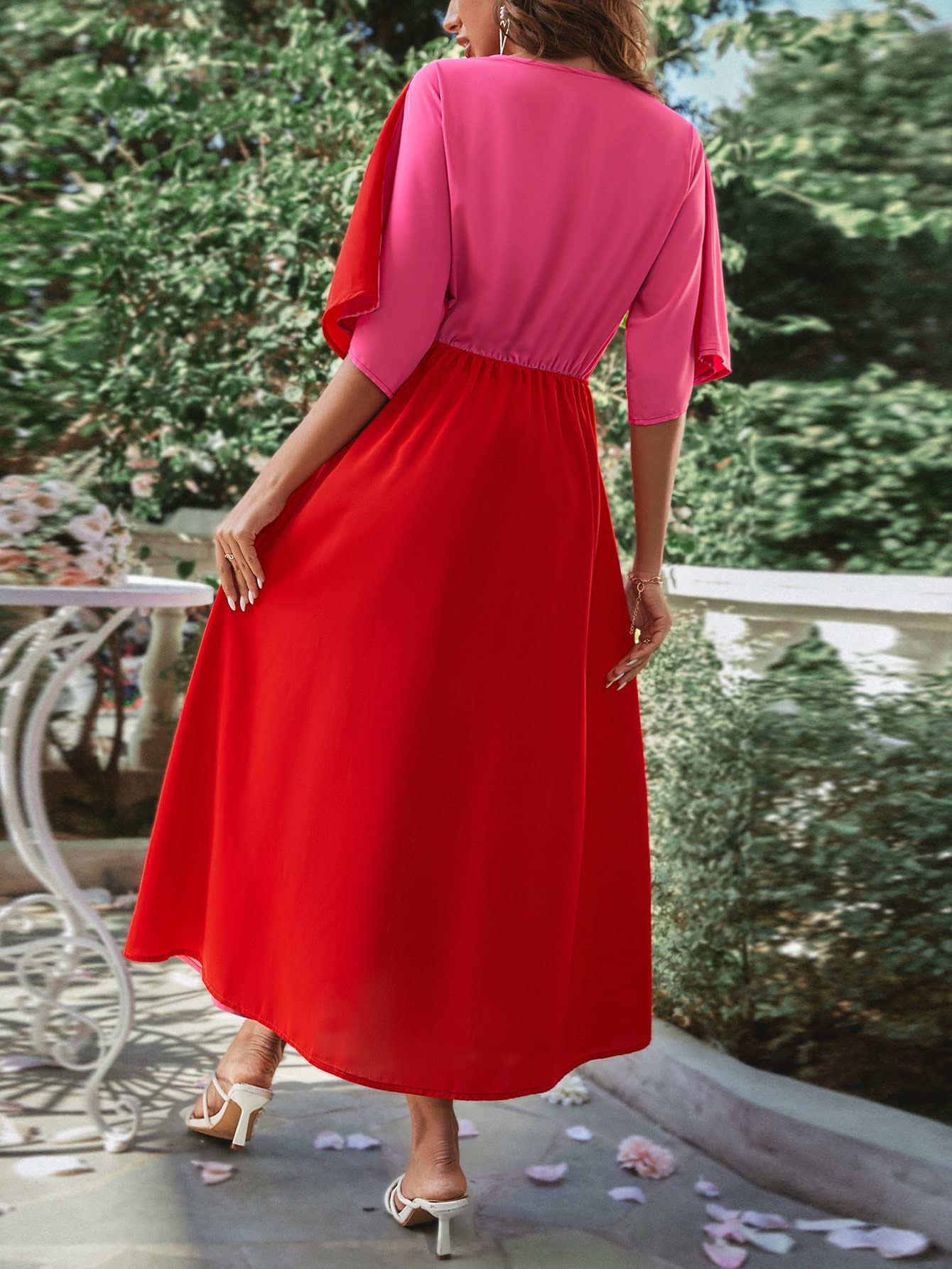 Dresses for Women Two Tone Twist Front Split Hem Dress (Color : Hot Pink,  Size : X-Large) : Amazon.com.au: Clothing, Shoes & Accessories