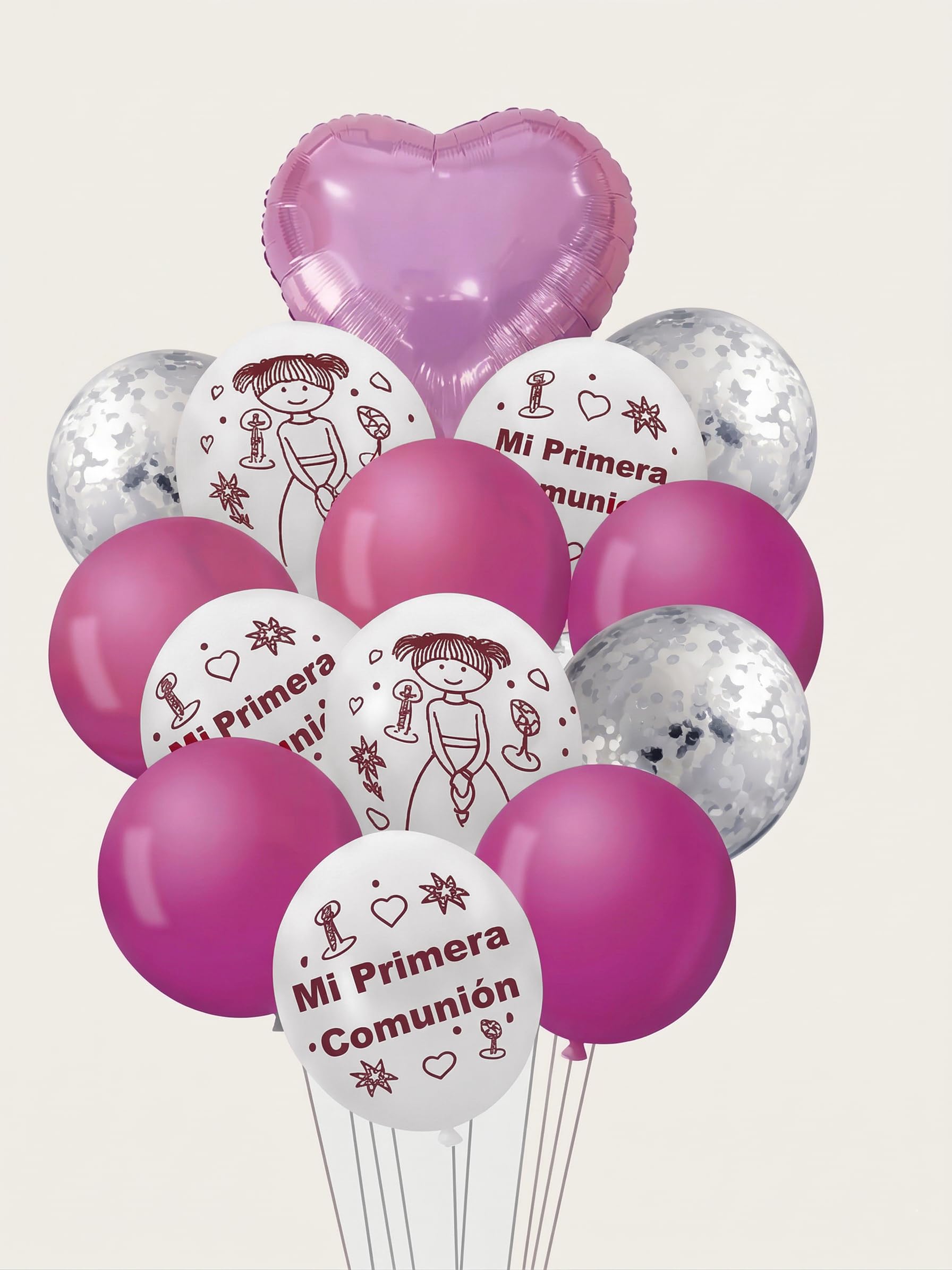 CIVELLO GLOBAL Pack de 15 Globos para Primera Comunión, Colores Azul y Rosa, Ideales para Fiestas y Celebraciones Religiosas — view 2