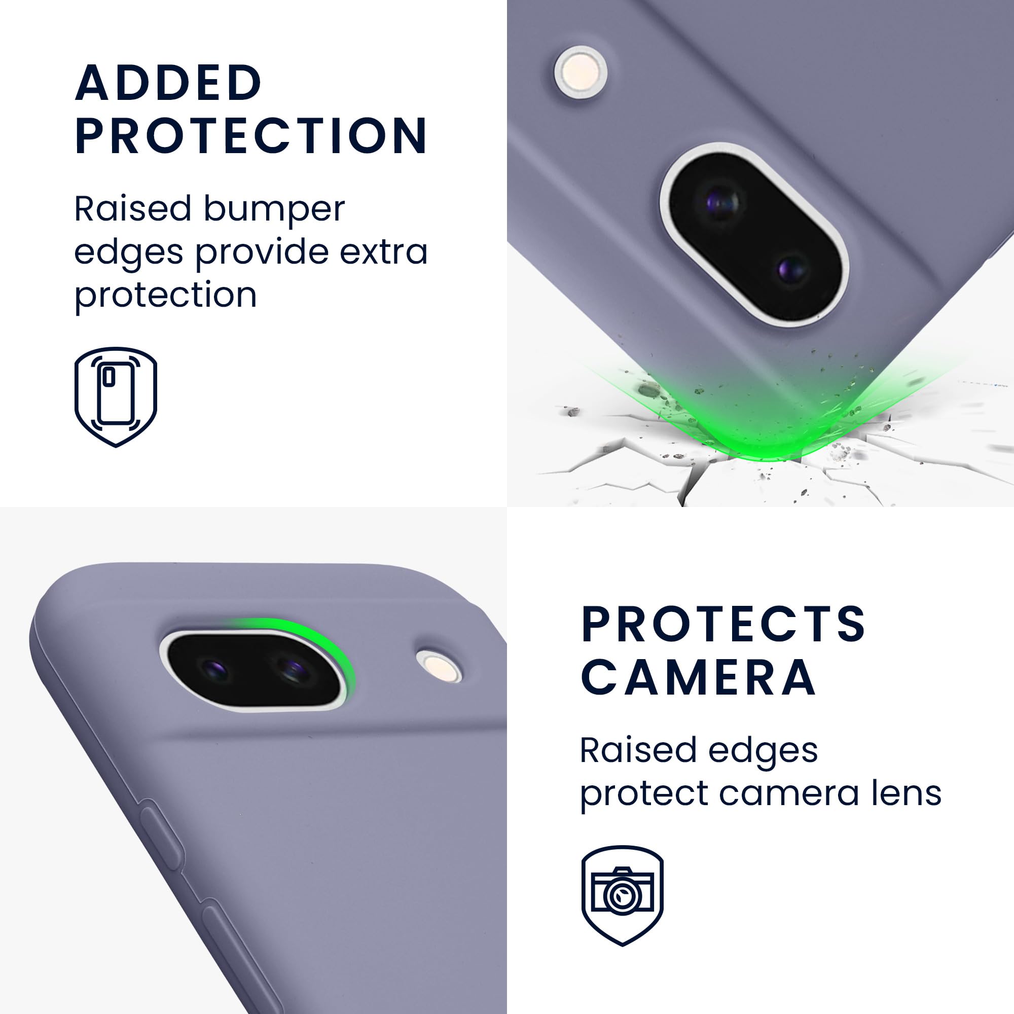 kwmobile Case Compatible with Google Pixel 8a Case - TPU Silicone Phone Cover with Soft Finish - Lavender Grey - Image 3