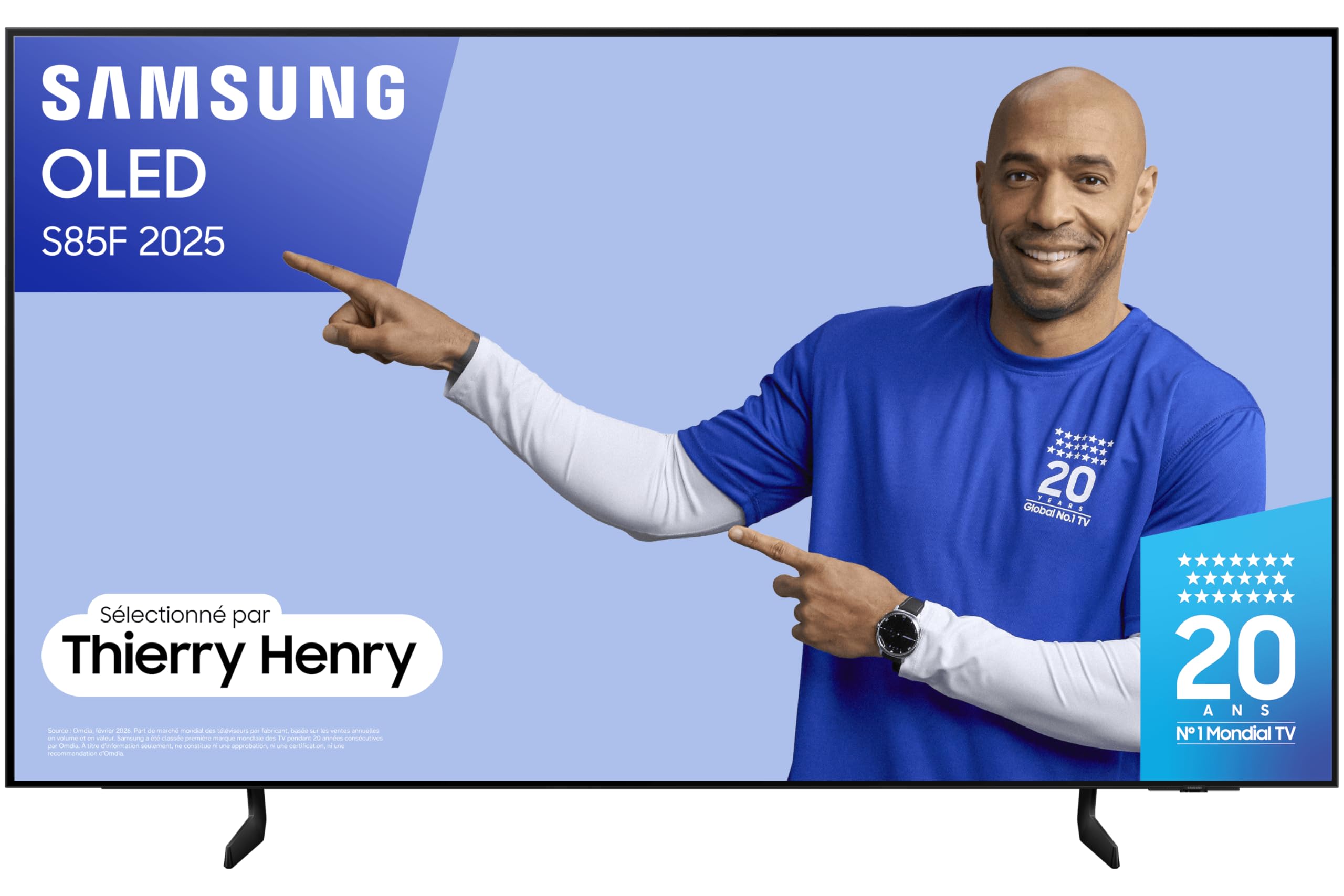 Samsung TV AI 55 Pouces OLED S85F 2025 4K Smart TV, Processeur NQ4 AI Gen2, WiFi, Airplay, HDR, Q-Symphony, OTS Lite, Gaming Hub, Bixby, Knox Security, Suivez Le Sport et Les Matchs de Football en 4K