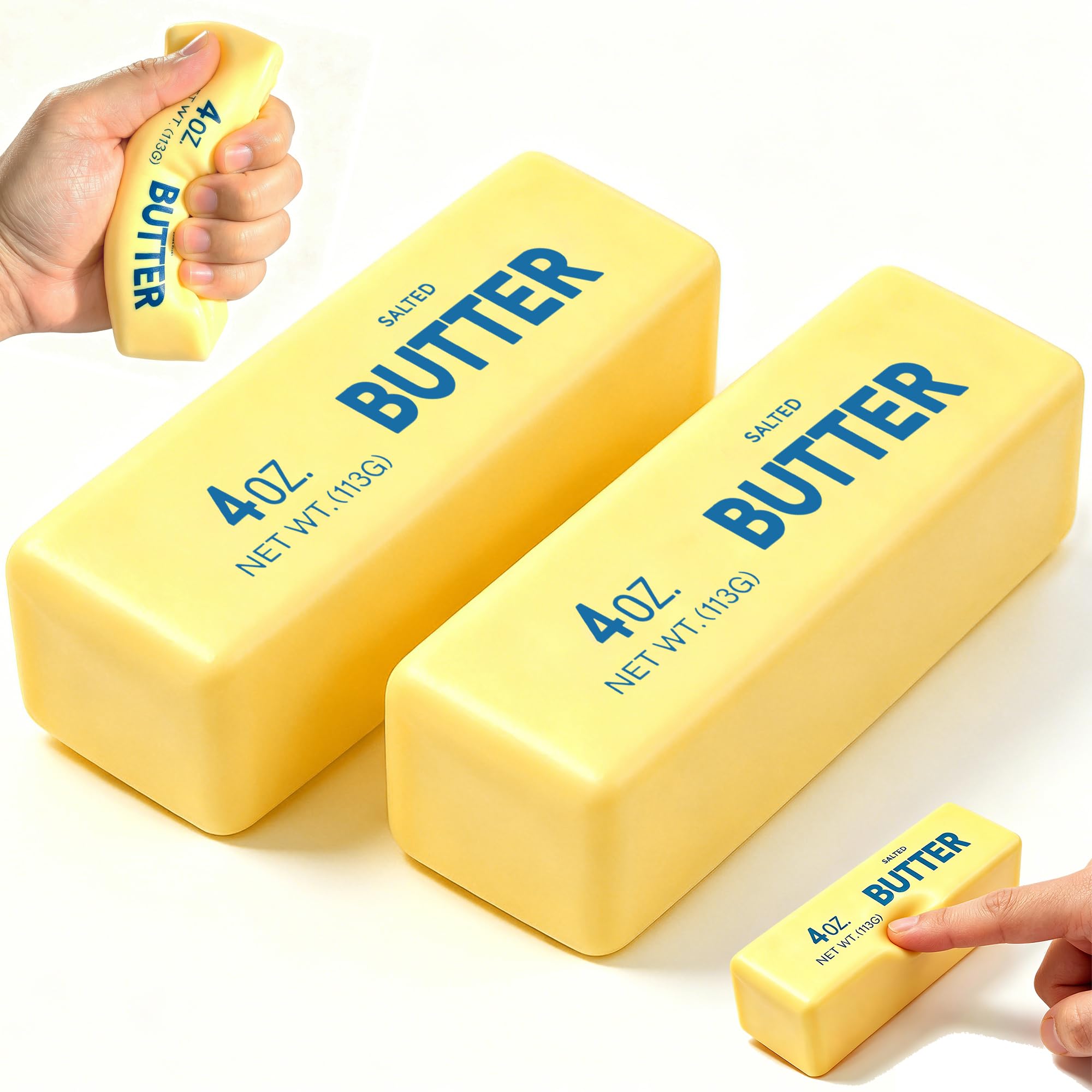2 Pcs Butter Squishy - 2026 New Upgraded Slow Rising Squishy Butter Squeeze Toy,Realistic Bread Style Sensory Fidget for Desk, Anxiety Relief Fun Gift for Adults (Yellow)-image-7