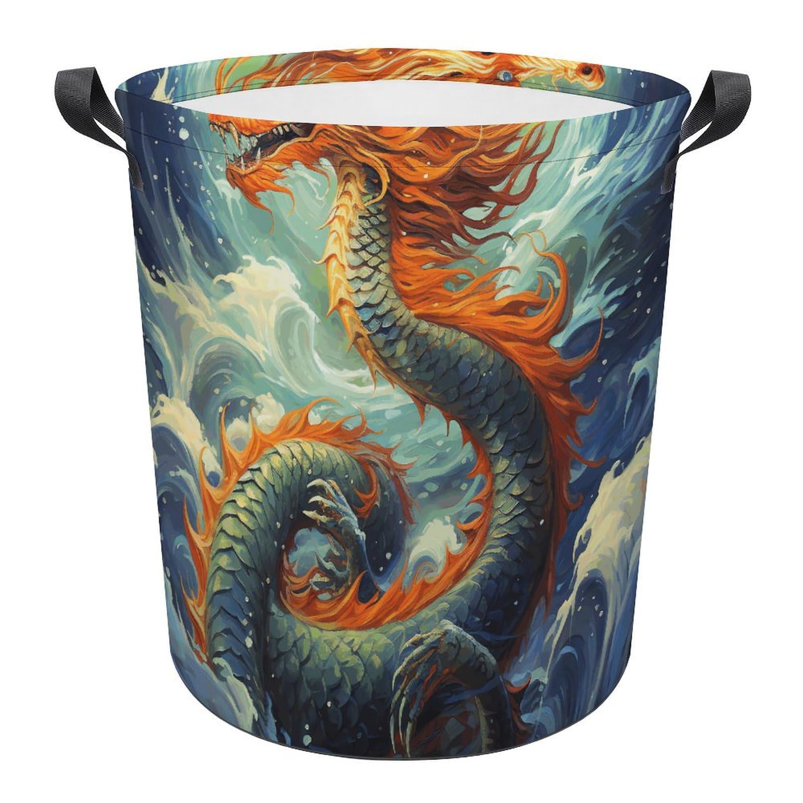 Grand panier à linge dragon chinois pour sublimer votre salle de bain