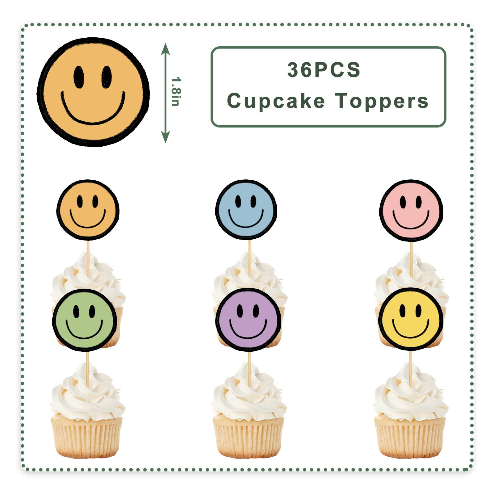 Whaline 32-Piece Y2K Boho Flower Cupcake Toppers - 8 Colors 3D Daisy Picks With Sticks For Party Decor - View #3