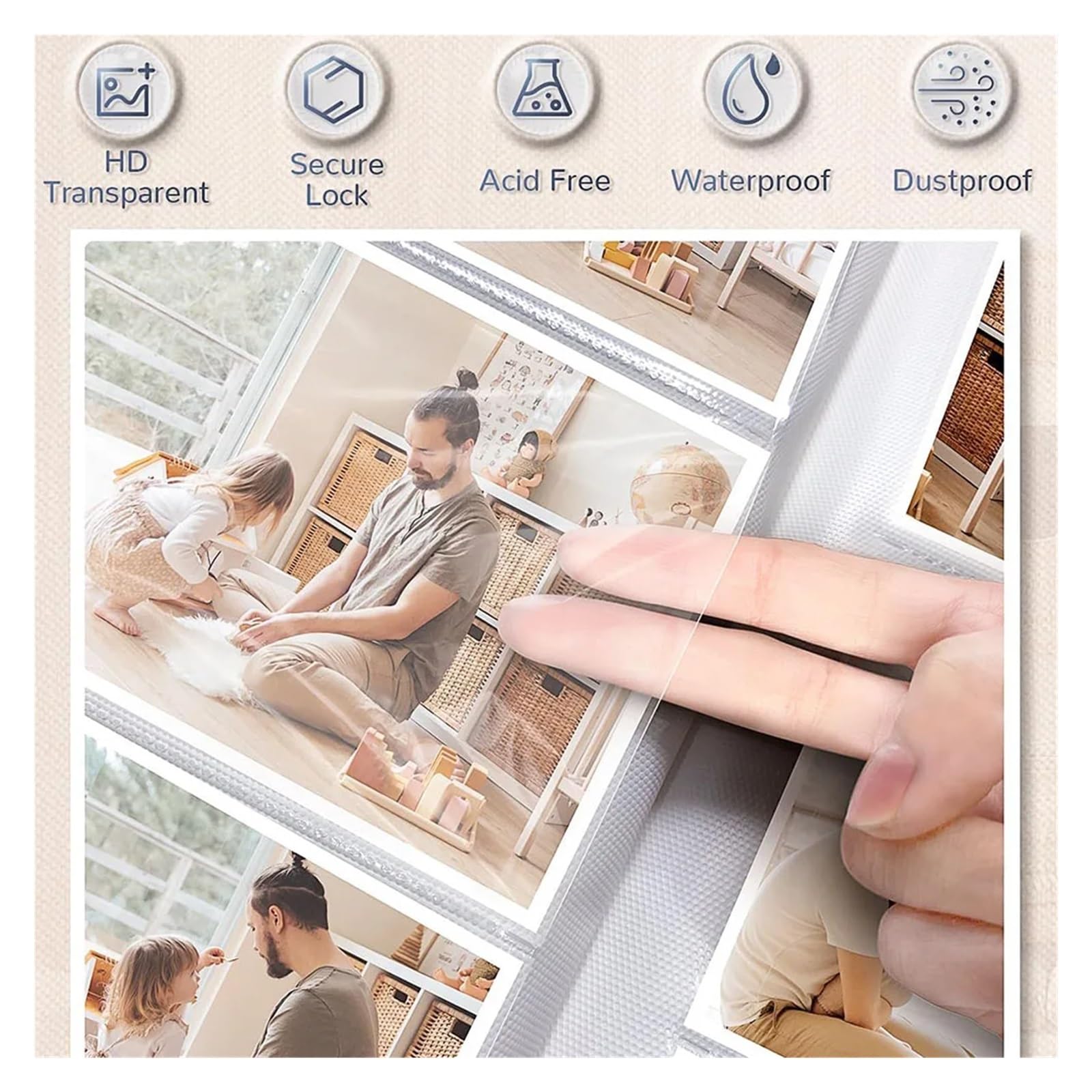 Scrapbook Fotoalbum Leinen-Fotoalbum mit 300 Taschen for 4x6 Fotos, Bücher, Einsteck-Bilderalben, Hochzeits-, Familien- und Jubiläums-Fotoaufbewahrung(Grey)