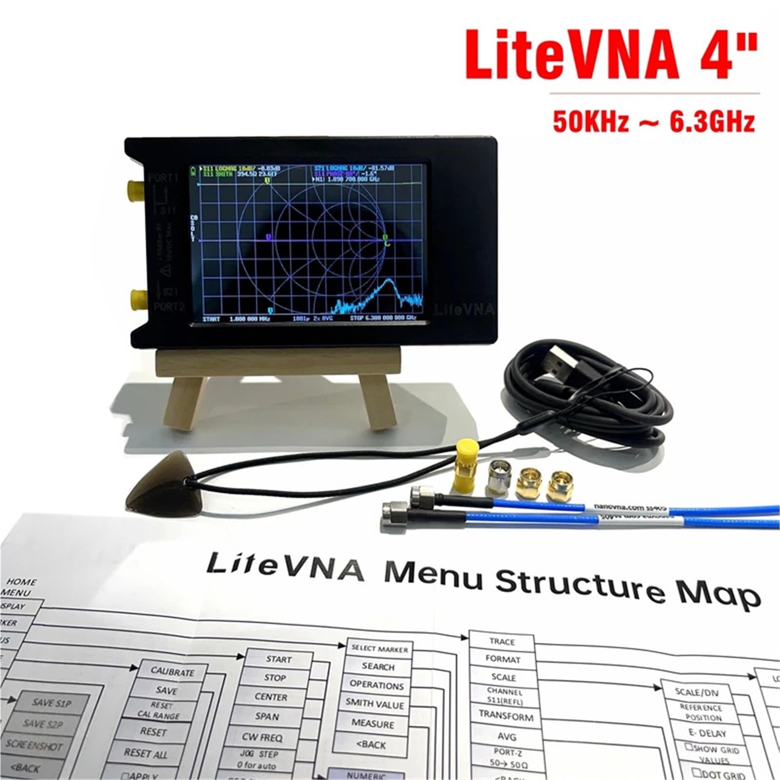 Netzwerkanalysator, Vektor-Netzwerkanalysator 50KHz-6,3GHz LiteVNA-64
