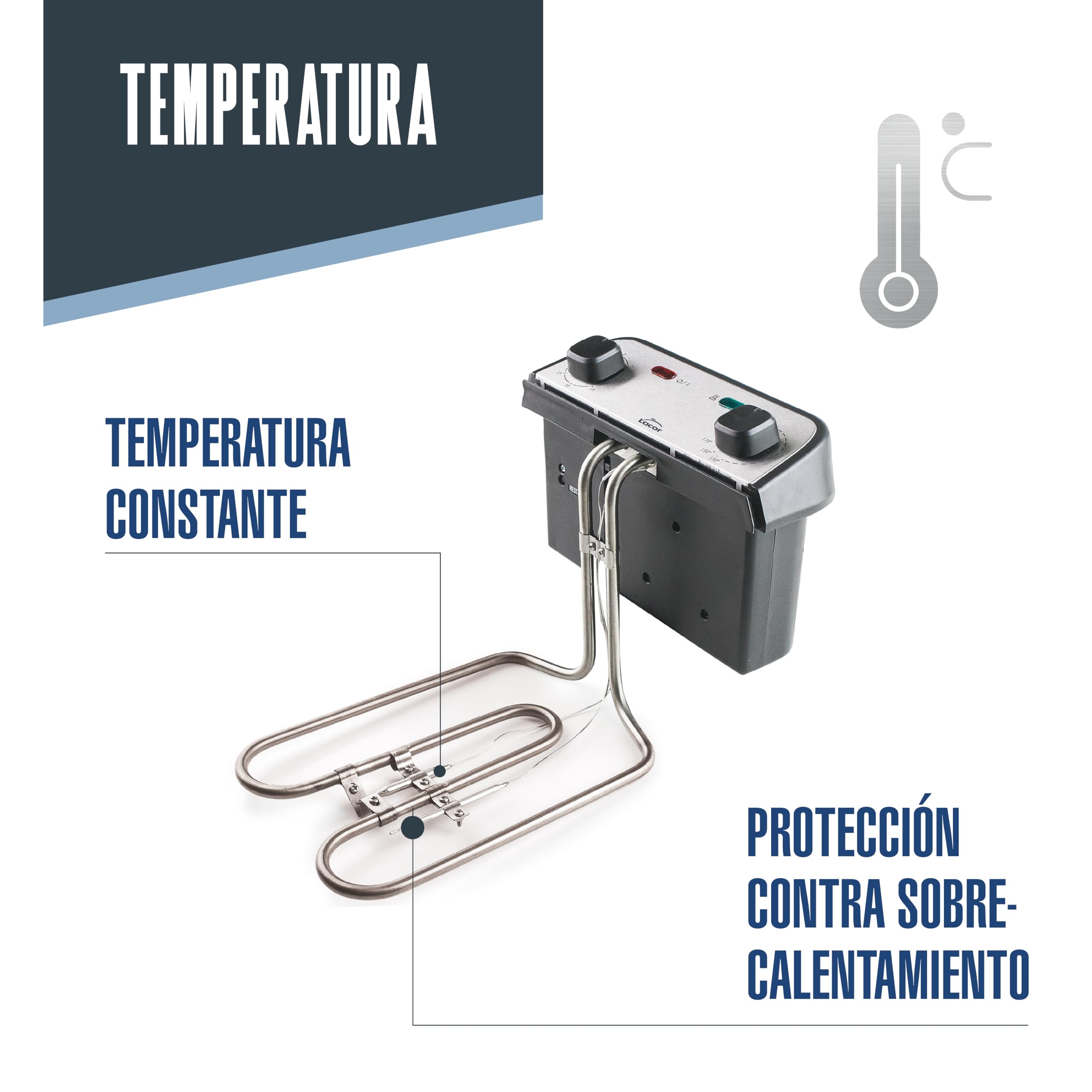 Lacor 69447 - Freidora Eléctrica Intact, Acero Inoxidable, Alta Potencia | En acero inoxidable, frituras crujientes y homogéneas; con 4,2 L de capacidad, versátil para tus preparaciones del día a día