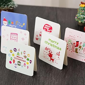 Amazon Beauty Player クリスマスカード メッセージカード 24枚入り 折りた状態7 7cm ミニカード 感謝状 サンキュー カード グリーティングカード 感謝カード はがき おしゃれ 子供 若者人気 お友達向けお誕生日カード 記念日 新年用 クリスマスカード 24枚 M3