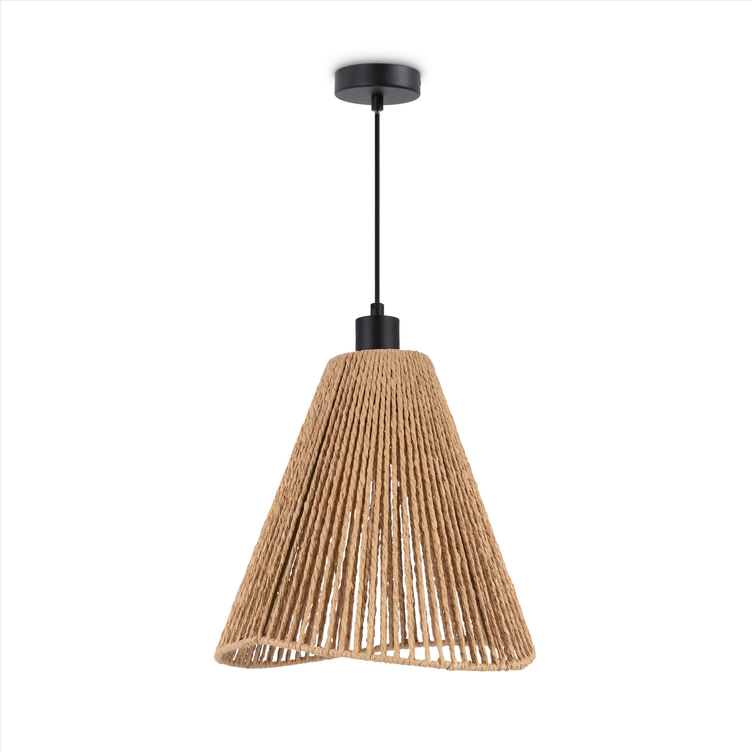 Paco Home LED Pendellampe Wohnzimmer Pendelleuchte Esszimmer Hängeleuchte Küche Lampenschirm Papier Deko Boho Style E27, Farbe:Schwarz, Leuchtenart/Farbe:Typ 3