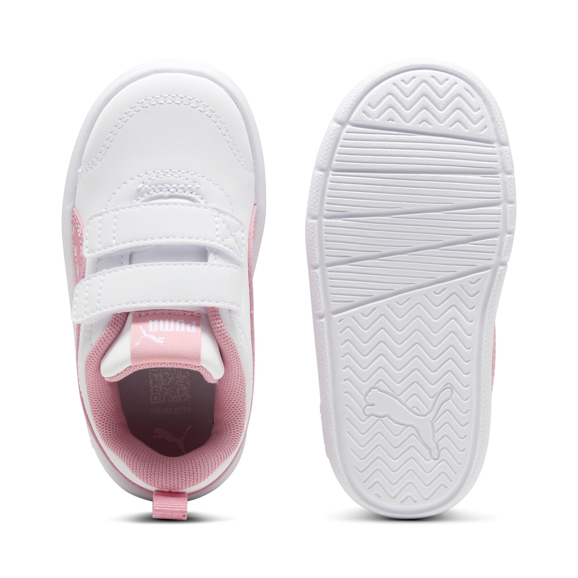Puma Baby - Mädchen Courtflex Infant Sneaker, V3 Dotty V White Pinkscape Silver Mist, 26 EU