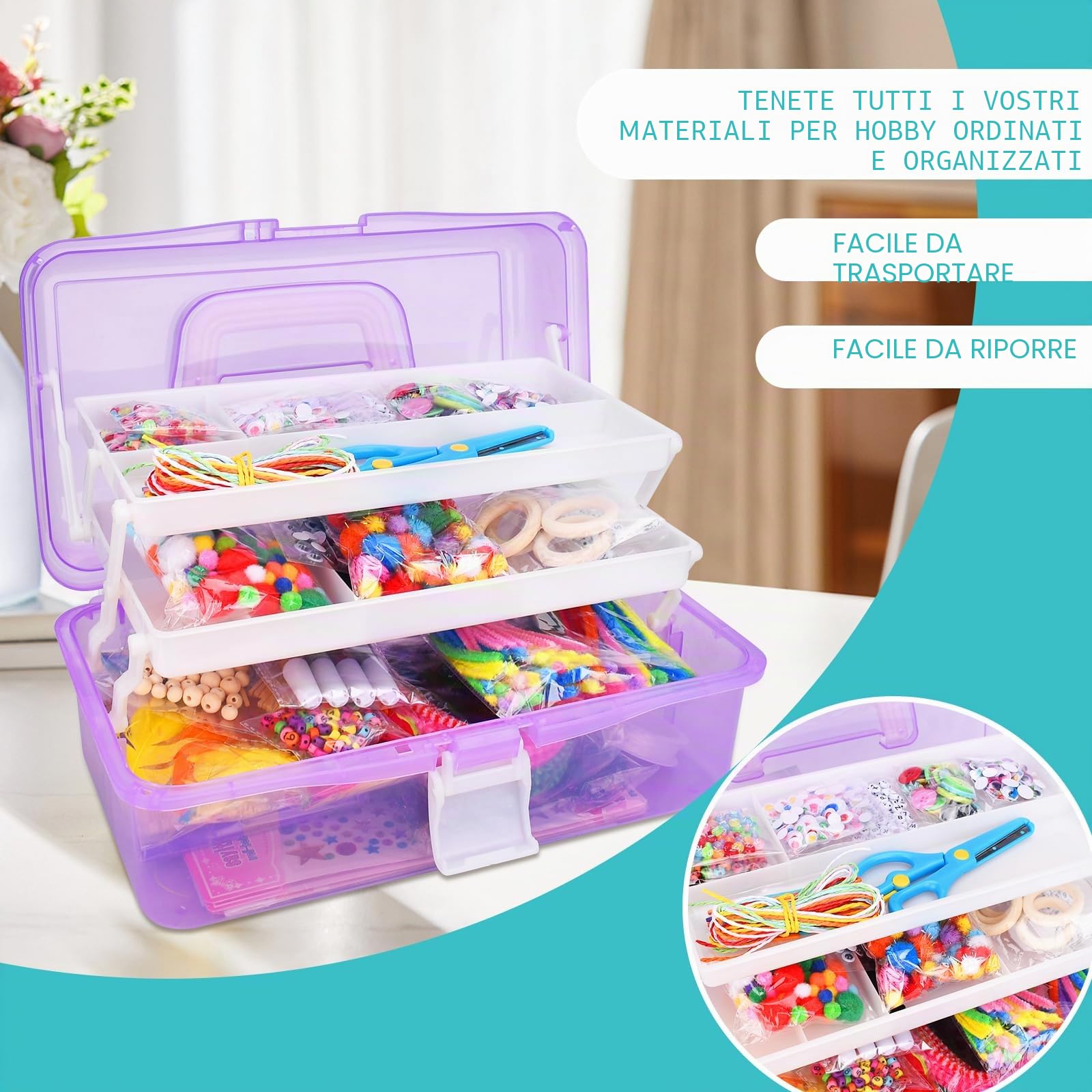TAVADA Lavoretti Creativi per Bambini, 3000+PCS DIY Art Craft Set, Kit Artigianali Giochi Kids Mestiere Fai da Te Decorazioni Giocattoli, Accessori per Artigianato