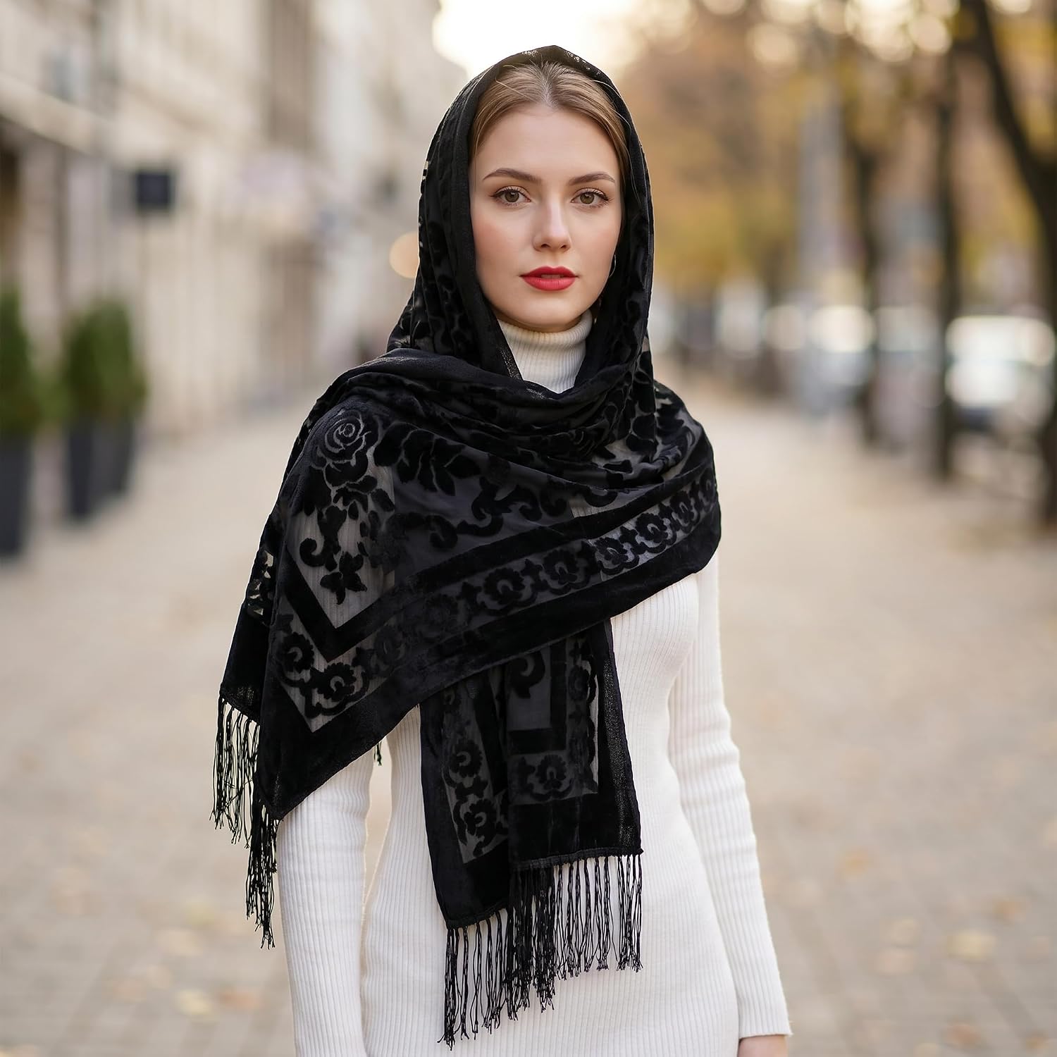 Sucrain Women Velvet Shawl and Wrap for Evening Dresses Wedding Soft Sheer Rose Scarf Shawl for Dress Accessories Winter