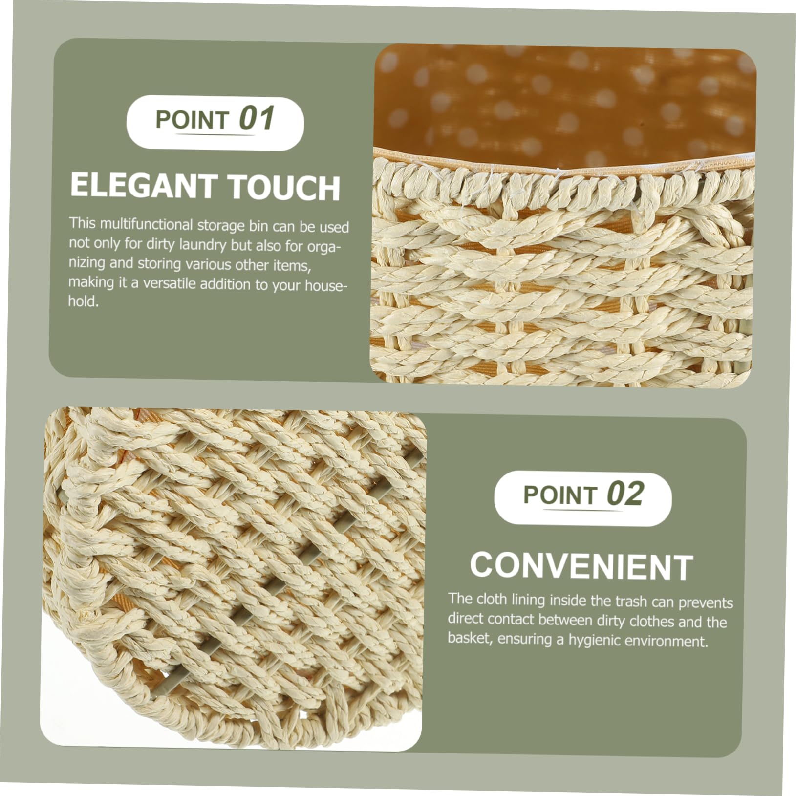 Mobestech Cesta Ropa Sucia Tejida con Cuerda de Papel Beige, Gran Capacidad y Diseño Compacto para Organizar y Almacenar Hogar o Baño