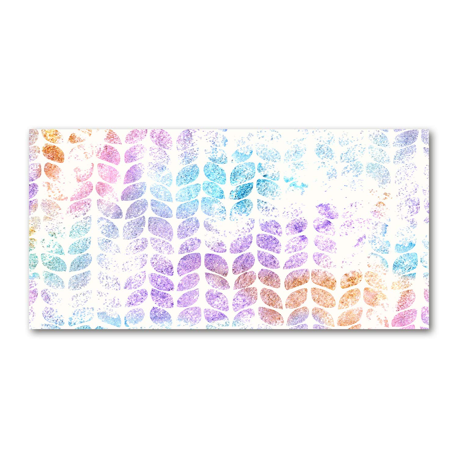 Feuilles colorées tableau en verre de 120x60 cm pour raviver un mur blanc de salon