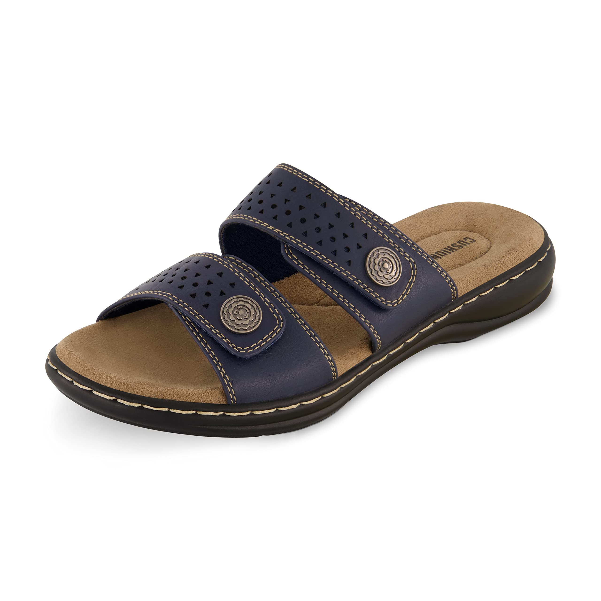 CUSHIONAIRE Women's Betsy comfort footbed slide Sandal with adjustable straps and +Comfort