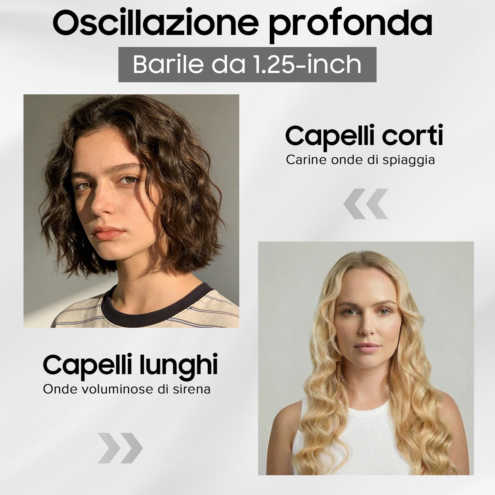 Arricciacapelli per Onde di Spiaggia a 3 Tubi con Ioni e Rivestimento Ceramico 32mm | Temperatura 160-200°C | Perfetto per Principianti | Stiracapelli per Ricci Definiti e Duraturi
