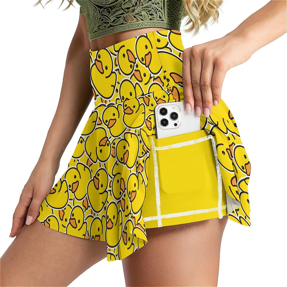 MSOKAZZLES Rubber Ducks Tennis Skirt for Women with Pockets Inner Shorts, High Waisted Athletic Golf Skorts for Running Workout Sports M