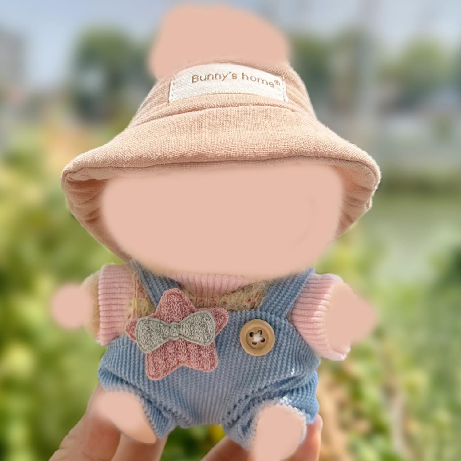 Clothes Suitable for 17cm Dolls Overalls+Cap Clothes Accessories(No Doll), Cute Animal Pattern Outfit Suitable for 6.69inch (17cm) Doll Soft Clothing