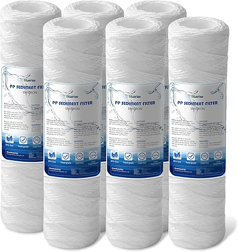 BLUERISE Filtro de agua de 5 micrones de 10 x 2.5 pulgadas de repuesto para sedimentos para toda la casa, cartucho de repuesto para filtro de agua