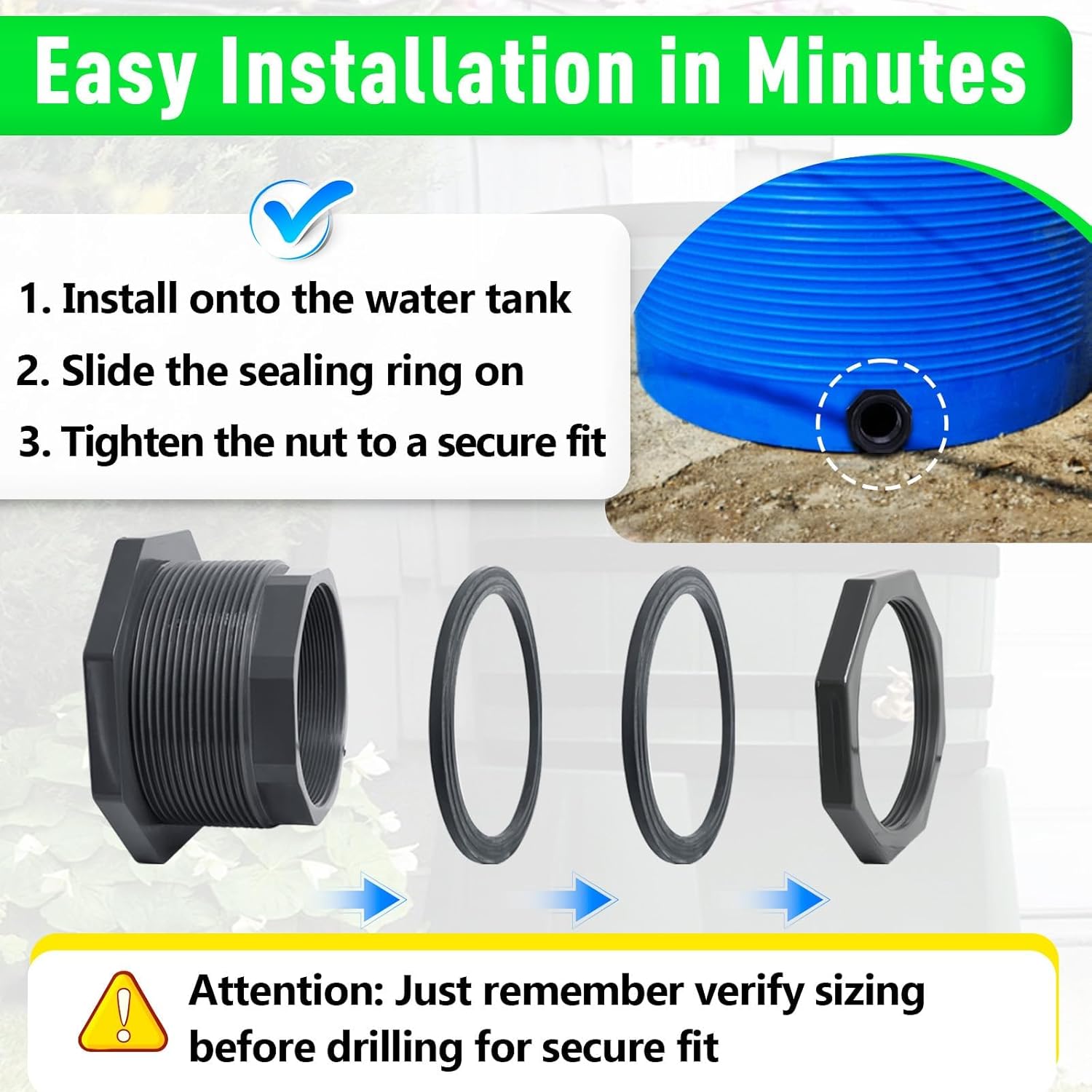 4 Inch PVC Bulkhead Fitting, PVC Bulkhead Fitting for Pools, Rain Barrels, Aquariums, Water Tank