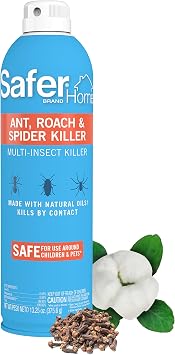 Safer Home Indoor Ant, Roach, Spider, Fly, Silverfish & Flea Killer Aerosol Spray - CFC Free Aerosol Made with Natural Oils - 13.25 oz Spray - SH111 - Kill Crawling Insects Within 3 Minutes