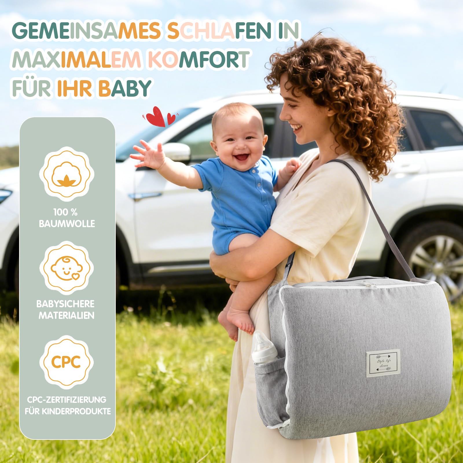 Babynest Babynestchen Neugeborene Baby Nestchen Tragbar 0-24 Monate, Nestchen Baby Waschbar mit Verstellbarem U-Fußsack,Tragbar & Verwandelt Sich In Rucksack,Baby Erstausstattung Neugeborene