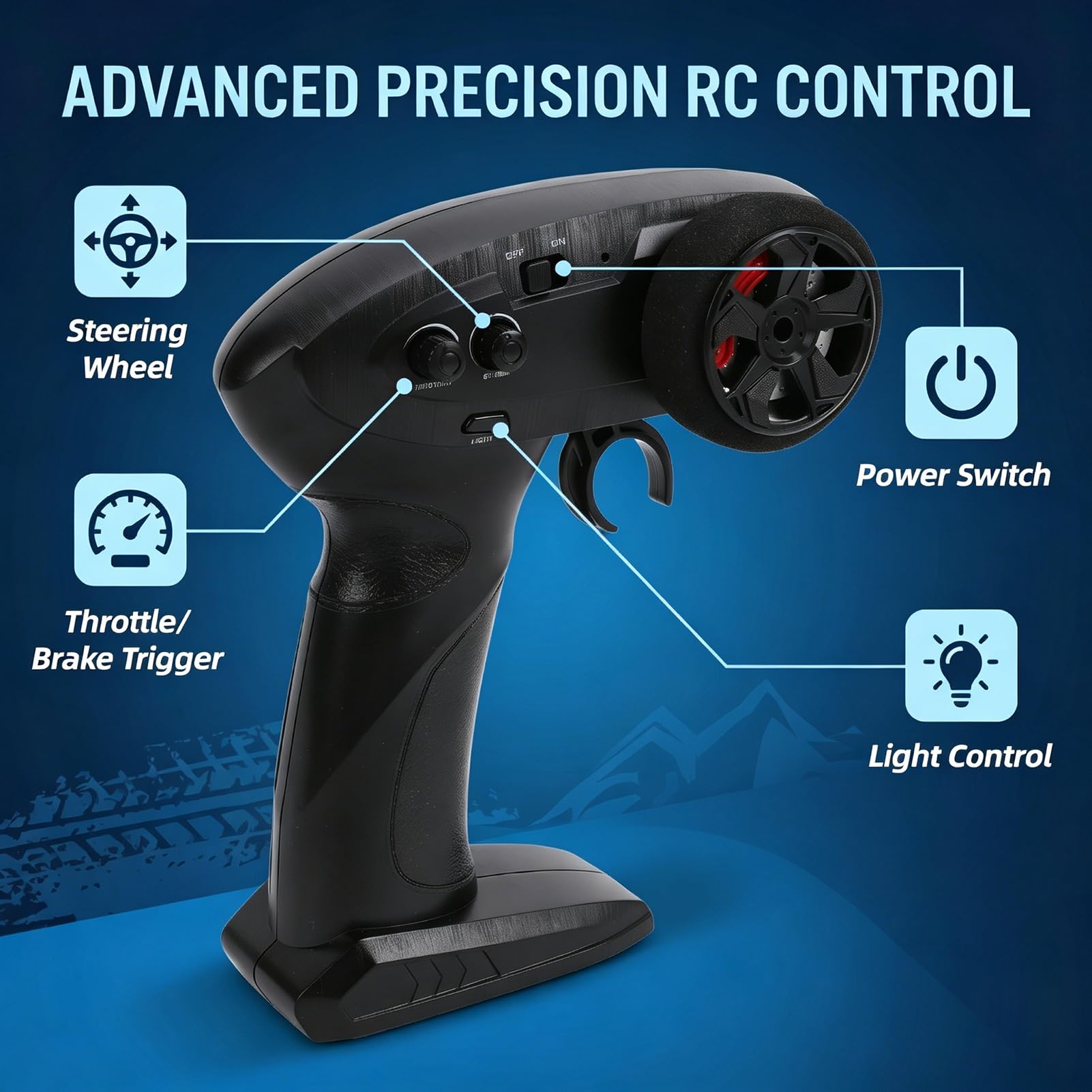 Auto fuoristrada radiocomandata in scala 1:43, auto radiocomandata 2,4G completamente proporzionale con luci LED, crawler elettrico controllato tramite app, per adulti, portata 40 m