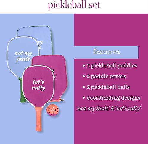 Miniatura 9 de Kate Spade New York Let's Rally - Juego de pickleball azul y rosa que incluye 2 paletas, 2 fundas de paleta y 2 bolas de pickleball de dos tonos,
