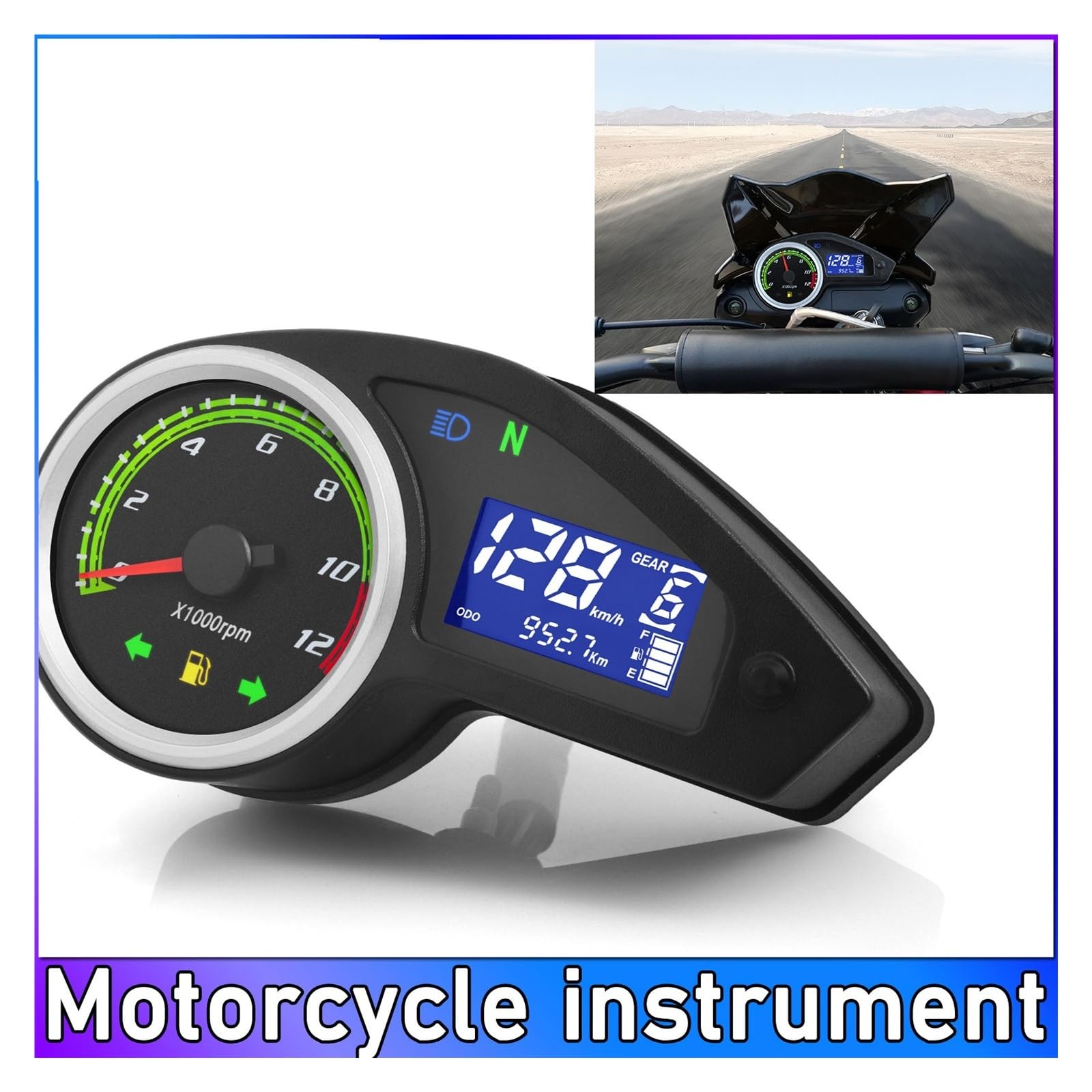 Compteur Vitesse Moto Compte-Tours De Moto avec Clignotant pour NXR150 NXR125 Bros 2003-2014 pour CRV Compteur Kilométrique Numérique À LED Compteur De MPH
