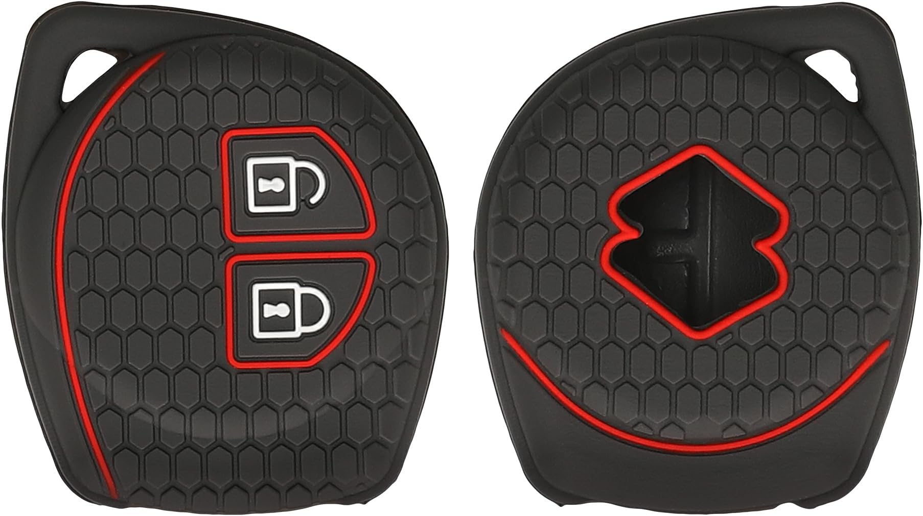 kwmobile Car Key Silicone Case Compatible with Suzuki 2-Button Car Key - Key Cover in Matte Black Red